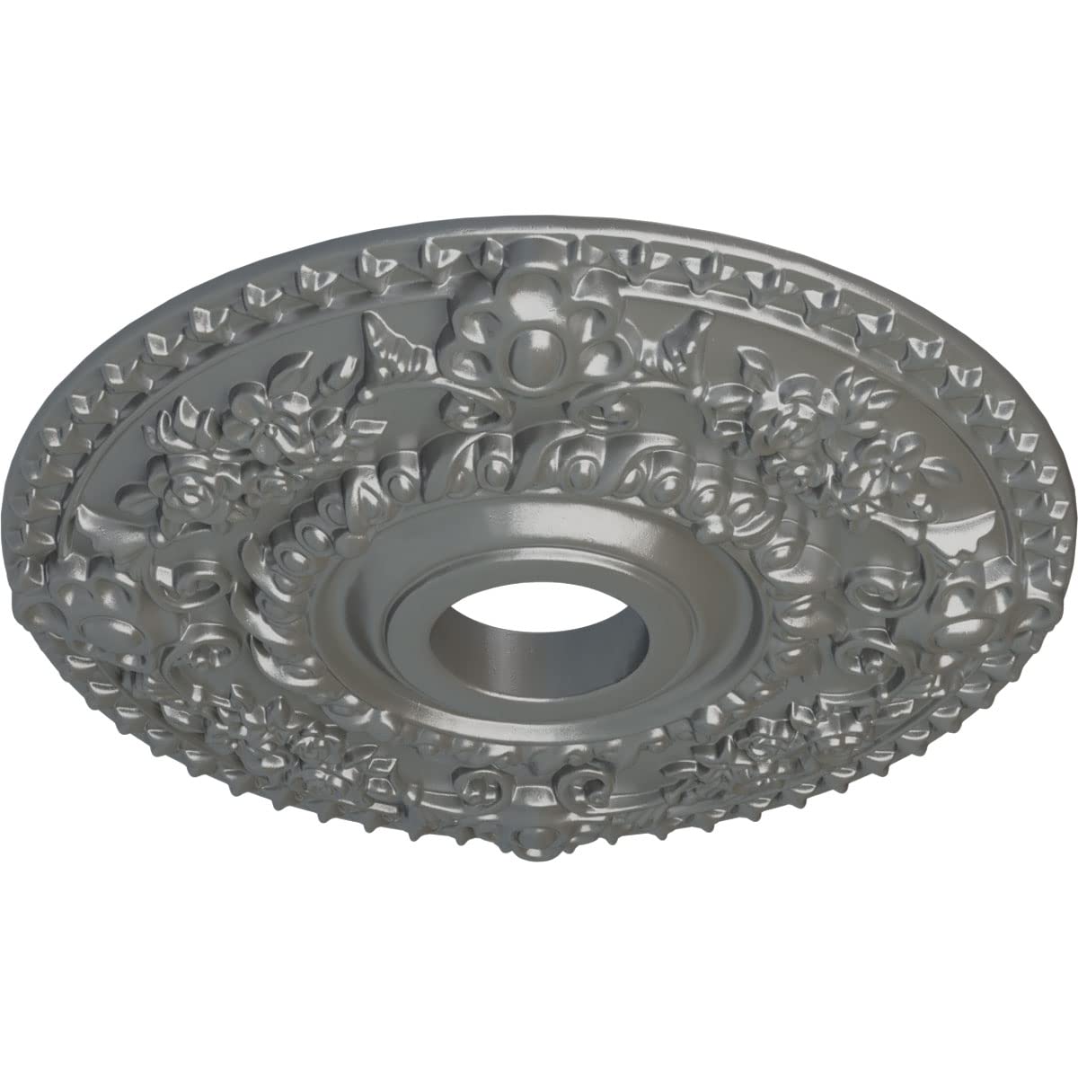 Ekena Millwork Cm18Rosls Rose Ceiling Medallion, Silver