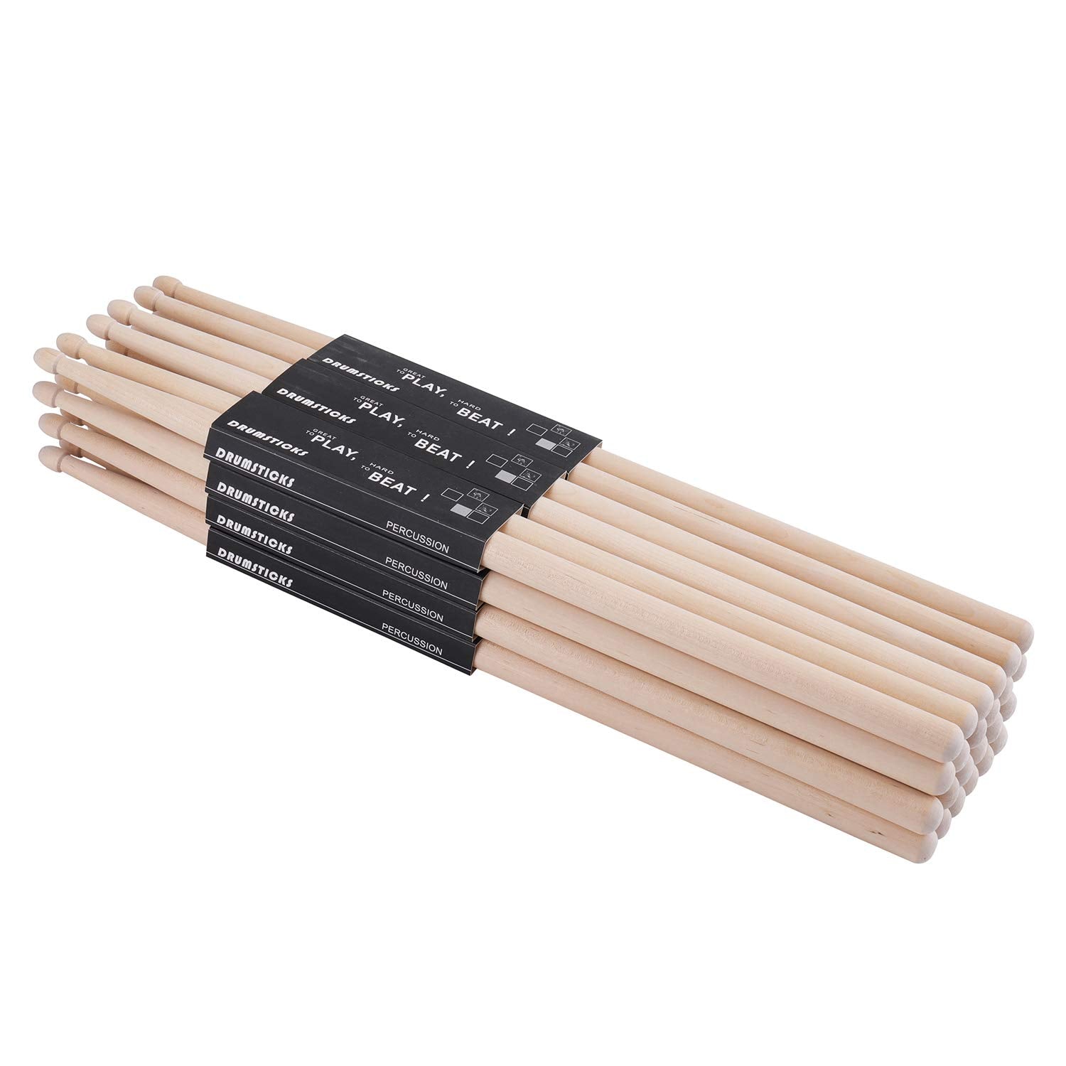 Suwimut 12 Pairs 5A Drum Sticks, Classic Maple Wood Drumsticks for Adults Kids and Beginners, Oval Wood Tip Drum Sticks for Jazz