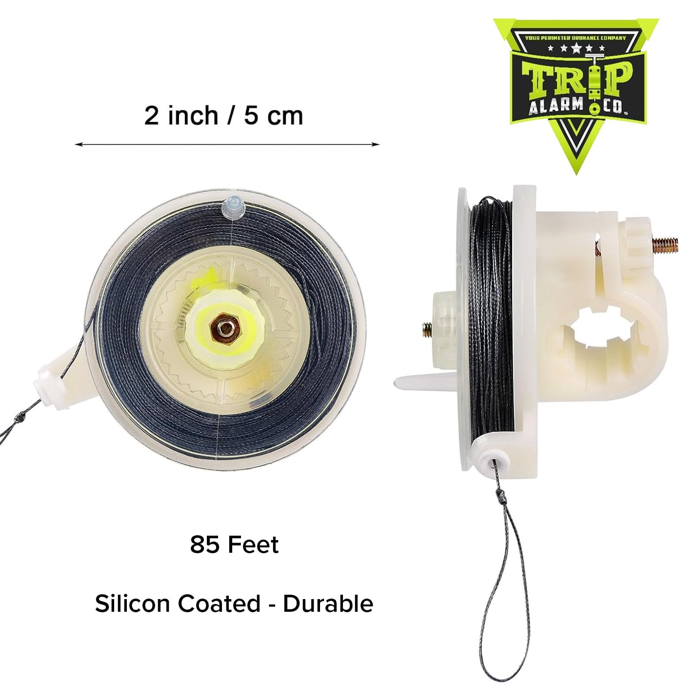 Trip Alarm Co Kevlar Trip Wire On Reusable Reel (2 Pack)   Early Warning Perimeter Defense For All Devices   85Ft Silicon Coated