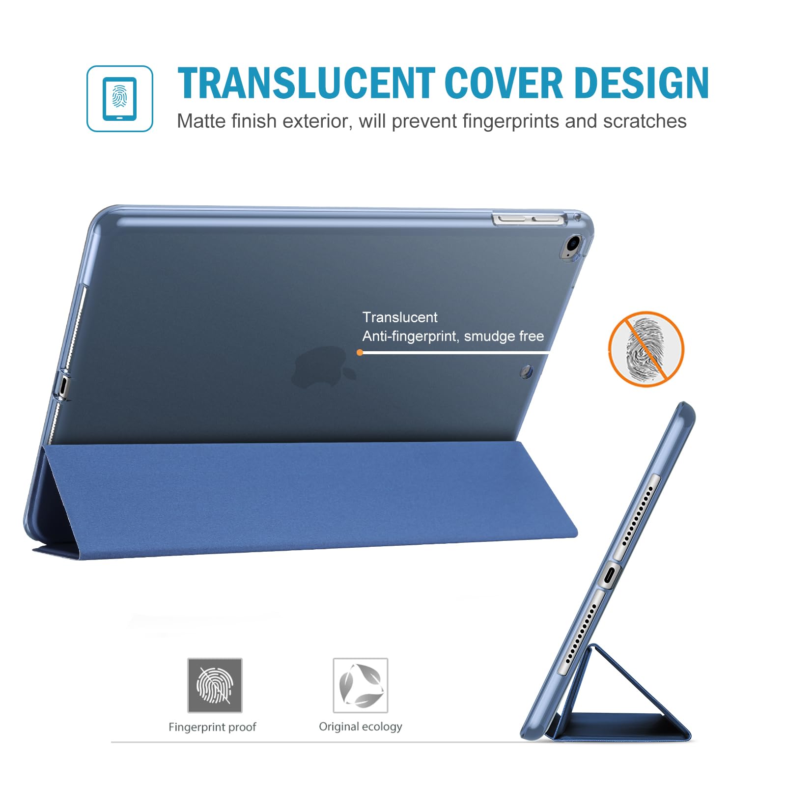 Procase Smart Case For Ipad 9.7 Inch Ipad 6Th 5Th Generation Cases, Ipad Air 2, Ipad Air Case, Slim Soft Tpu Cover Stand Smart Case For Ipad 9.7 2018 2017 Model Ipad Air 2 Air 1  Darkblue