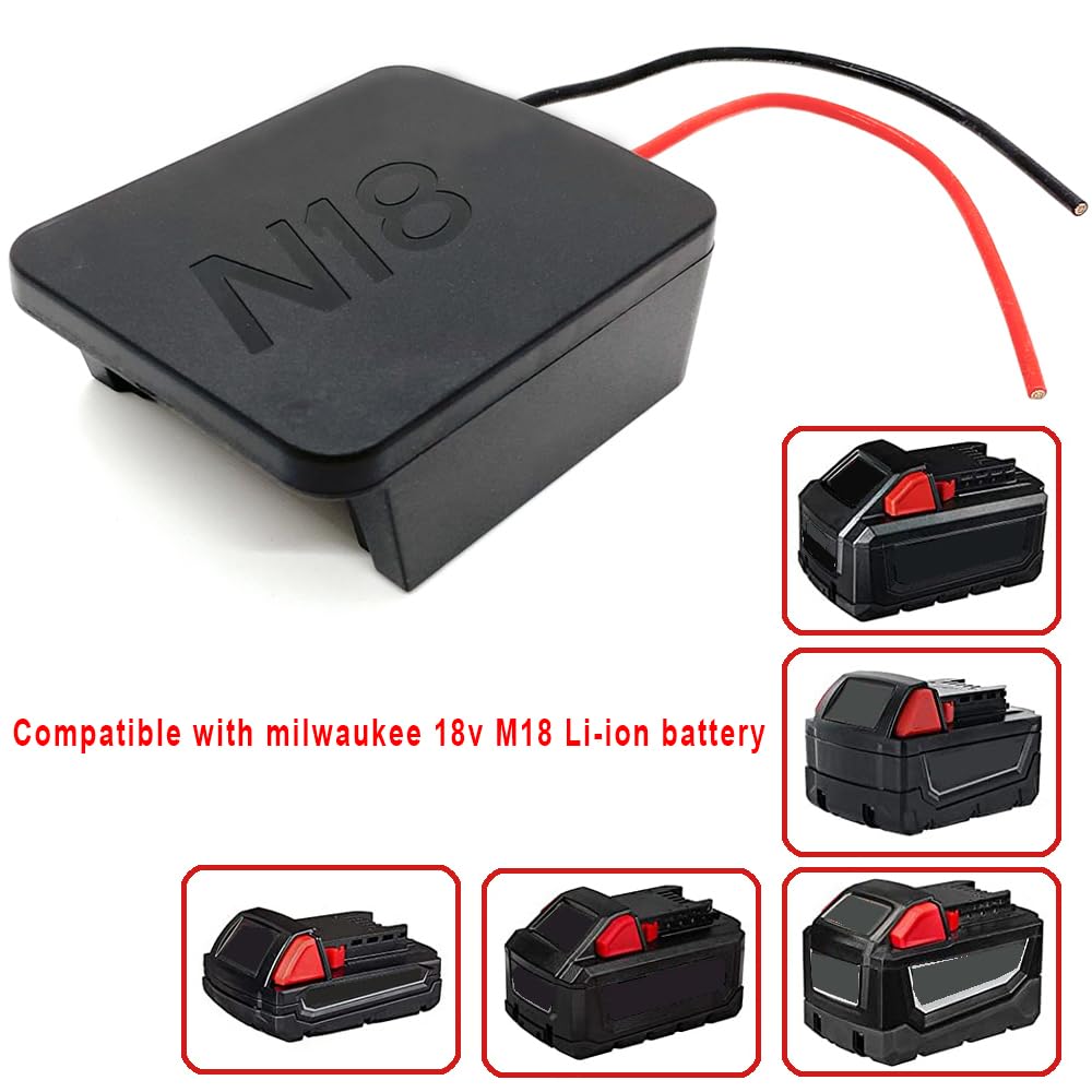Qinizx Power Wheels Adapter For Milwaukee M18 Battery 18V Dock Power Mount Connector 12 Gauge Robotics, Diy M18 Li Ion Battery A