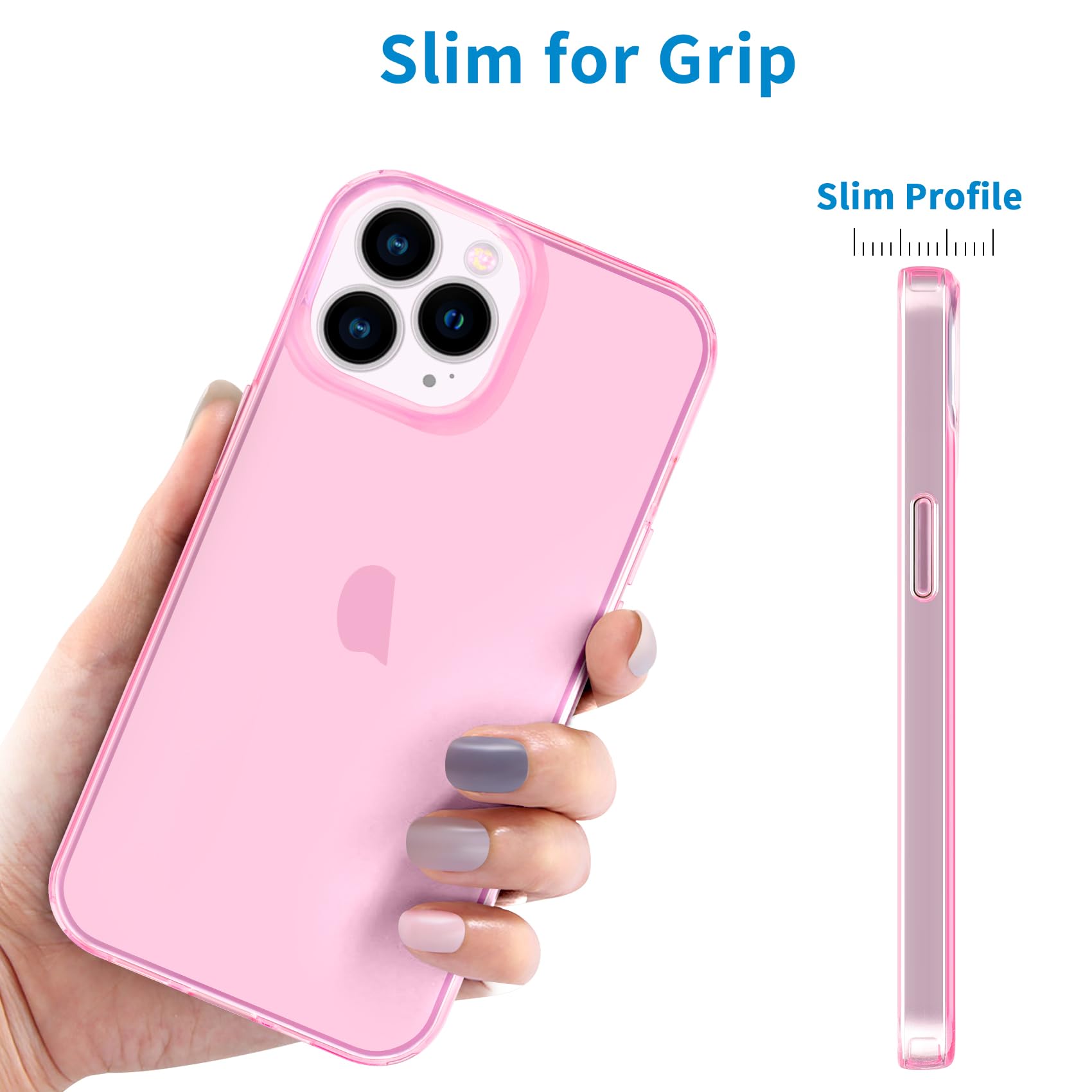 JJGoo iPhone 13 Pro Max Phone Case Shockproof Slim TPU Clear Pink 6.7 inch