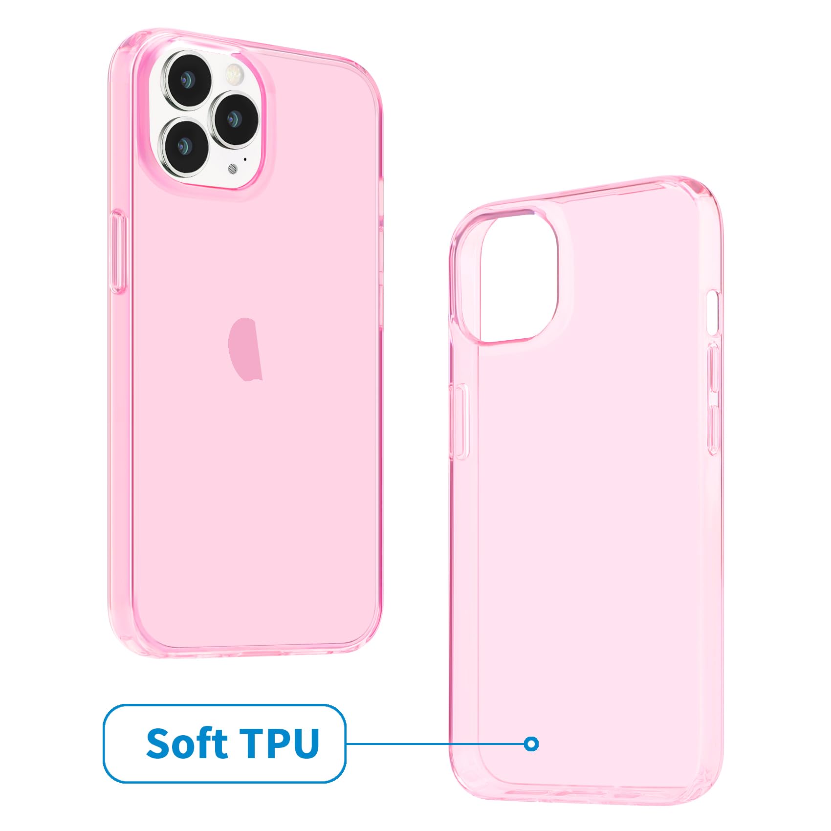 JJGoo iPhone 14 Pro Max Phone Case Clear Shockproof Slim TPU Pink 6.7-inch