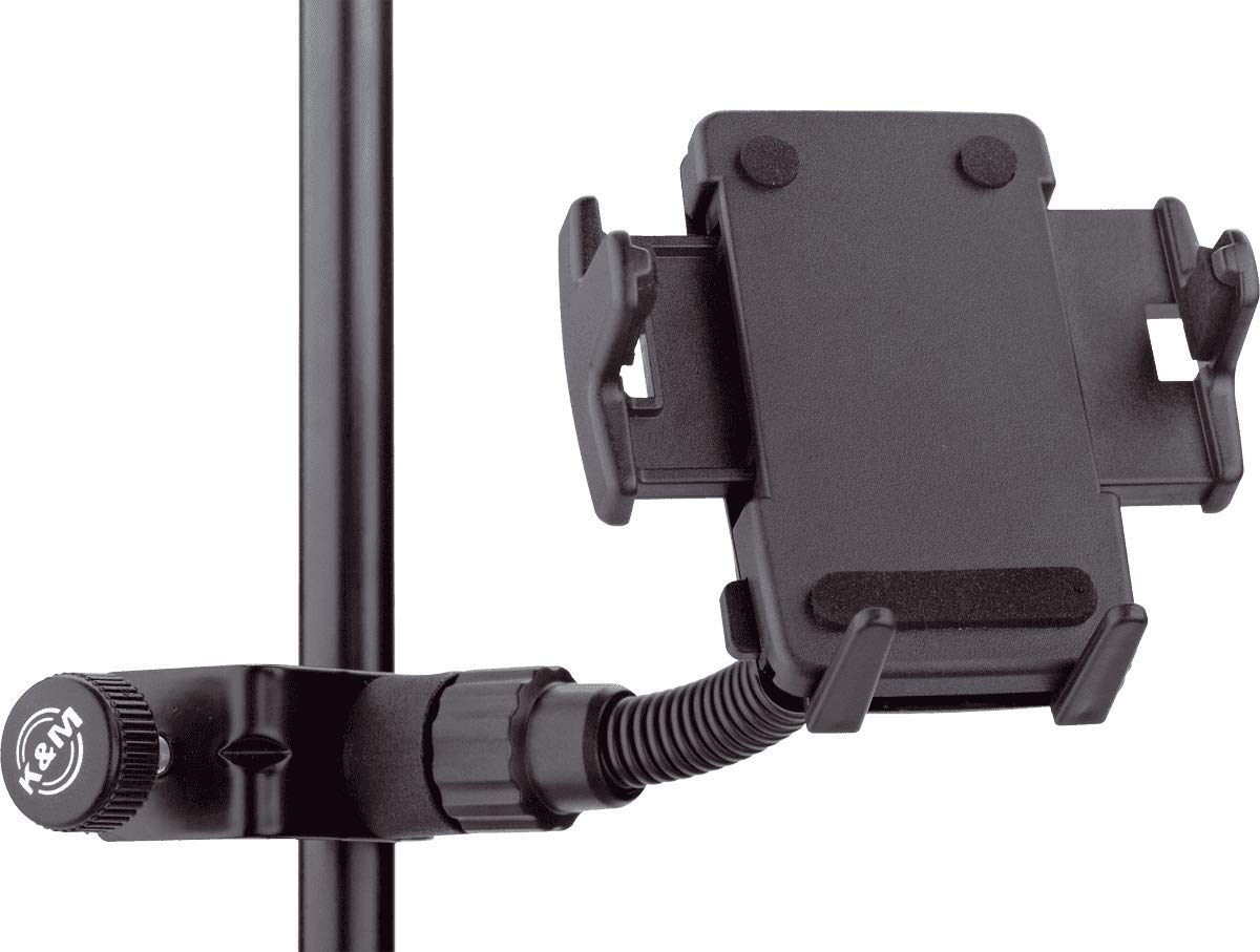 K&M Konig & Meyer 19747.015.55 Universal Phone Holder For Microphone Music Stand | Connect To Mic /Boom Tube | For Mini Tablets