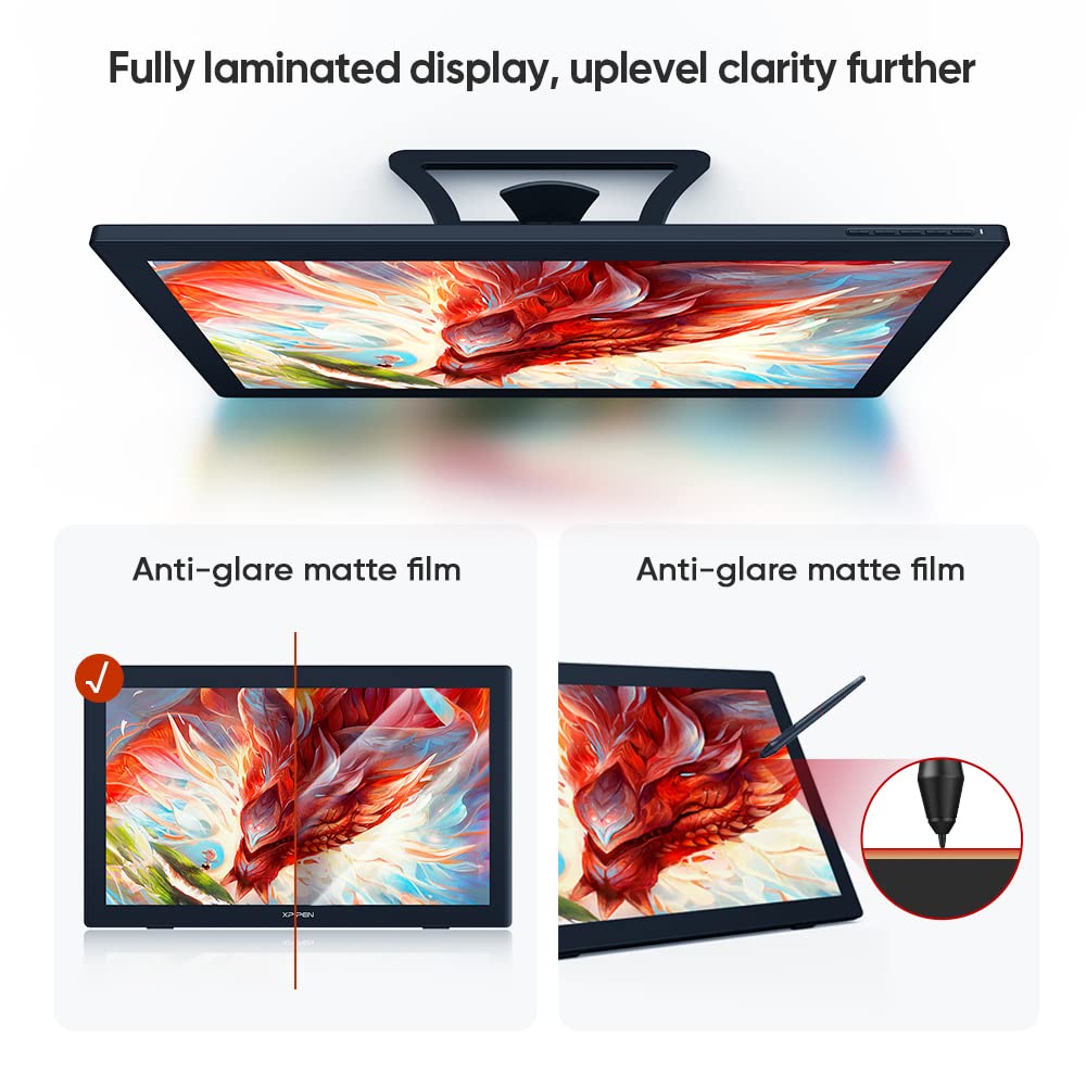Xppen Artist24 Fhd Drawing Tablet With Screen - 23.8 Drawing Monitor Full-Laminated Pen Display With 8192 Pressure Levels And Ba