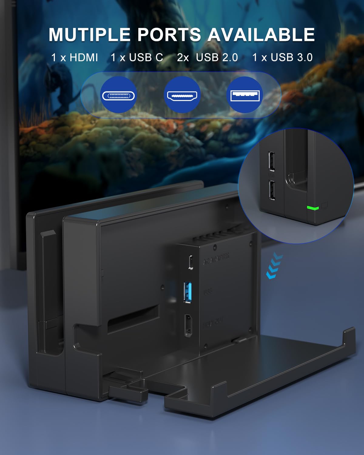 Tv Dock Station, Replacement 3-In-1 Tv Station Set With Original Ic Module, Ac Charger & High-Speed Hdmi Cable For 1080P Hd Outp