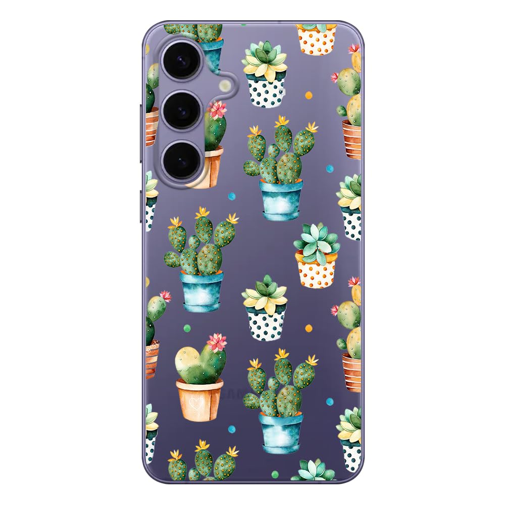 Blingy'S For Samsung Galaxy S24 Case, Women Girls Cute Cactus Design Fun Succulents Style Transparent Soft Tpu Protective Clear