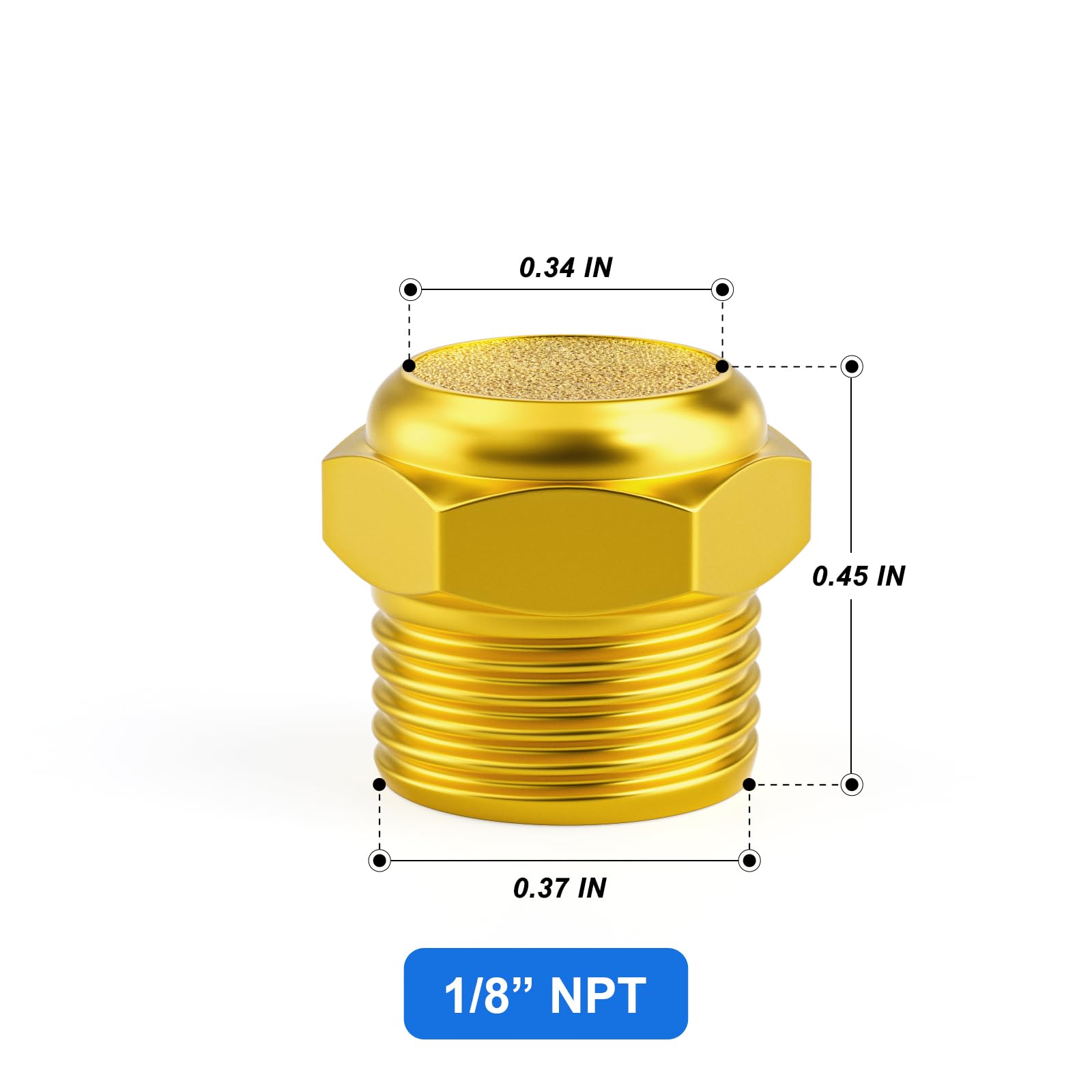 Tailonz Pneumatic Sintered Bronze Exhaust Muffler 1/8 Inch Npt   Brass Body (Pack Of 10)