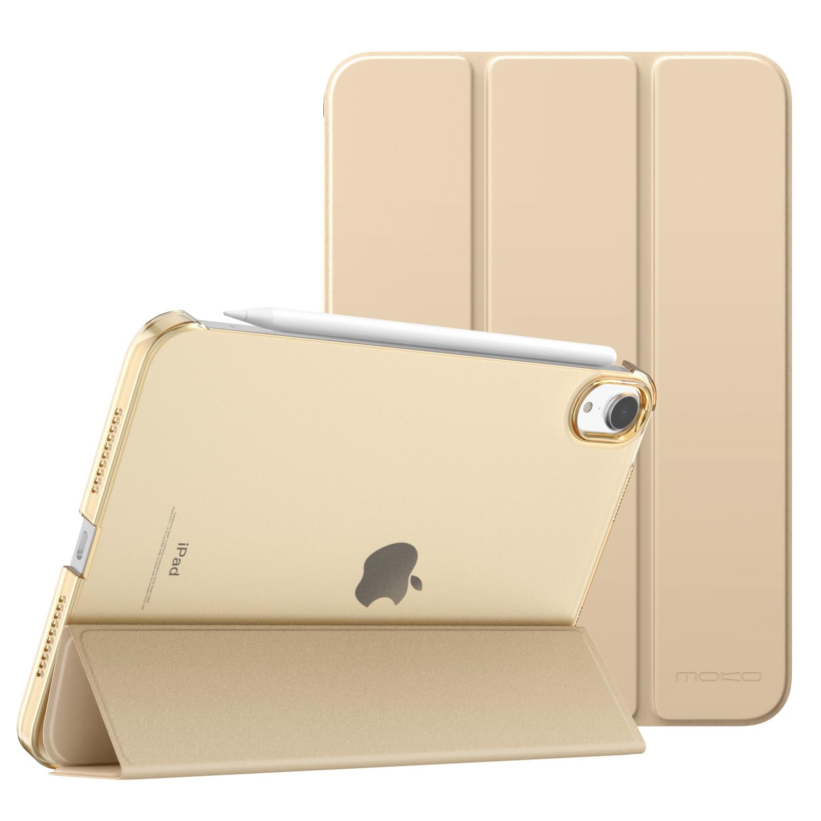 MoKo for iPad Mini 7 (A17 Pro) Case 2024,iPad Mini 6 Case 2021,8.3 inch iPad Mini 7th/6th Generation Case,Slim Lightweight Hard Back Shell Stand Cover for iPad Mini 2024 with Touch ID, Clay