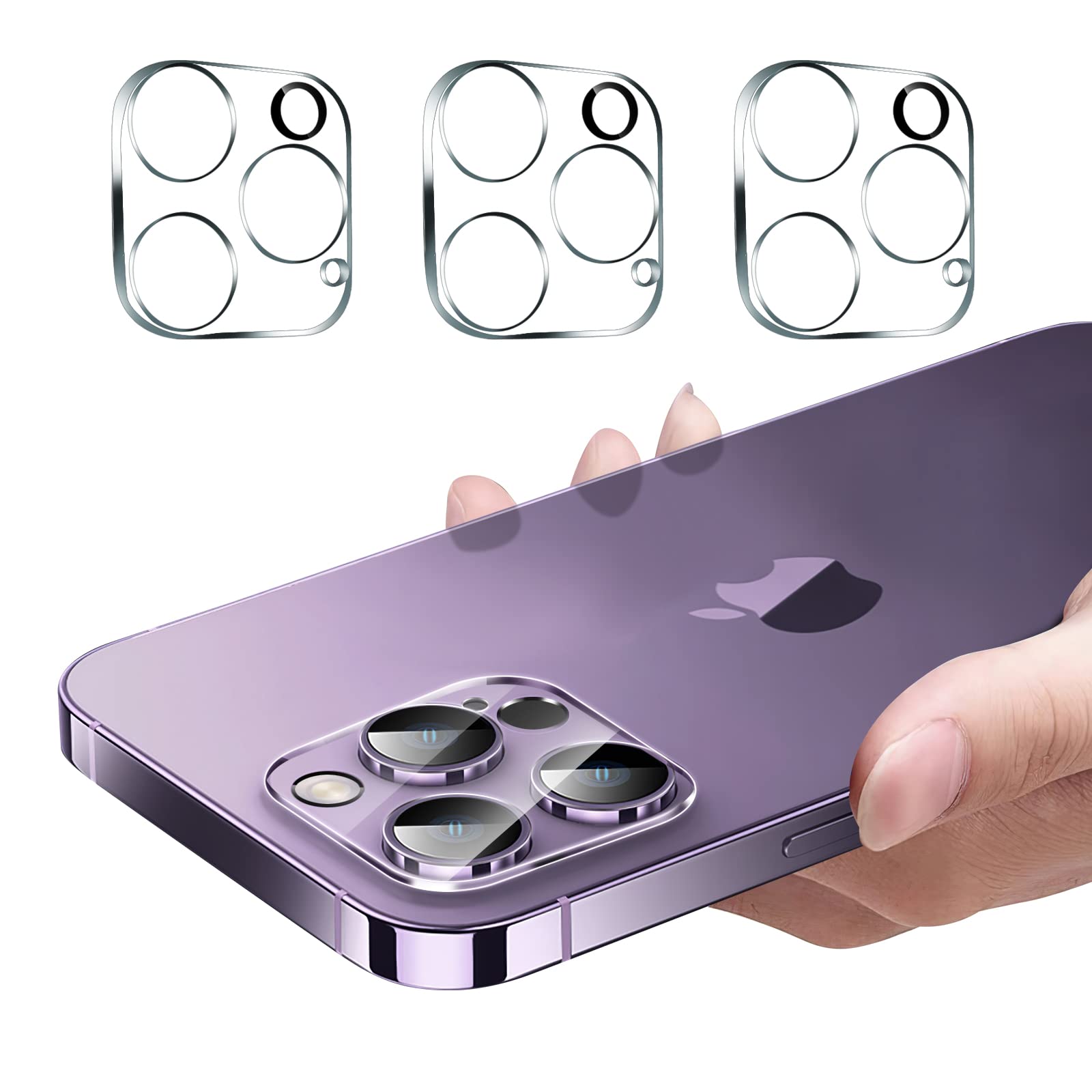 Hlija 3Pcs Rear Back Camera Lens Protector Tempered Glass For Iphone 14 Pro Max Iphone 15 Pro Max Iphone 14 Pro Iphone 15 Pro  