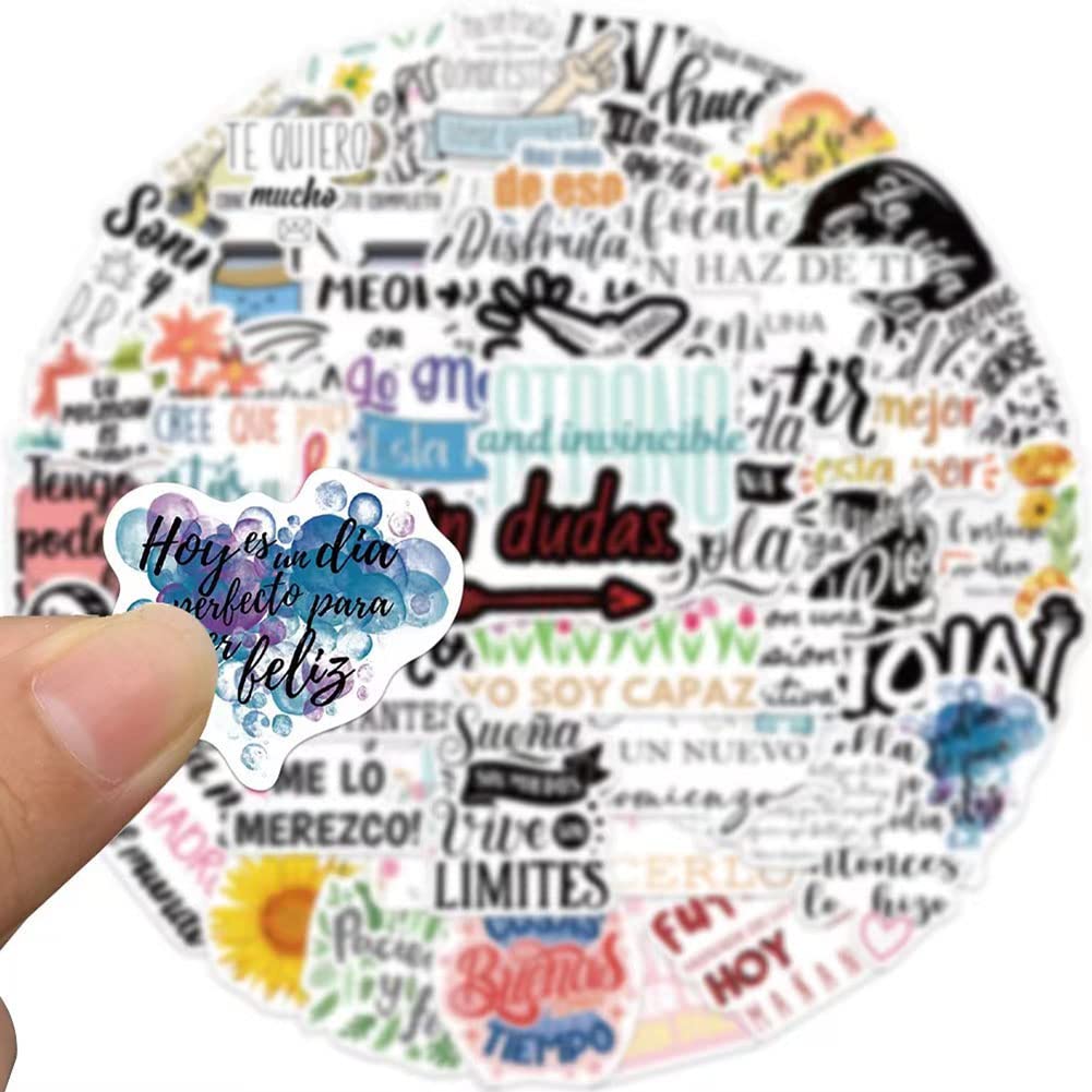 Spanish Motivational Stickers |50Pcs Encouragement Waterproof Vinyl Decals For Water Bottles Laptop Luggage Cup Computer Mobile