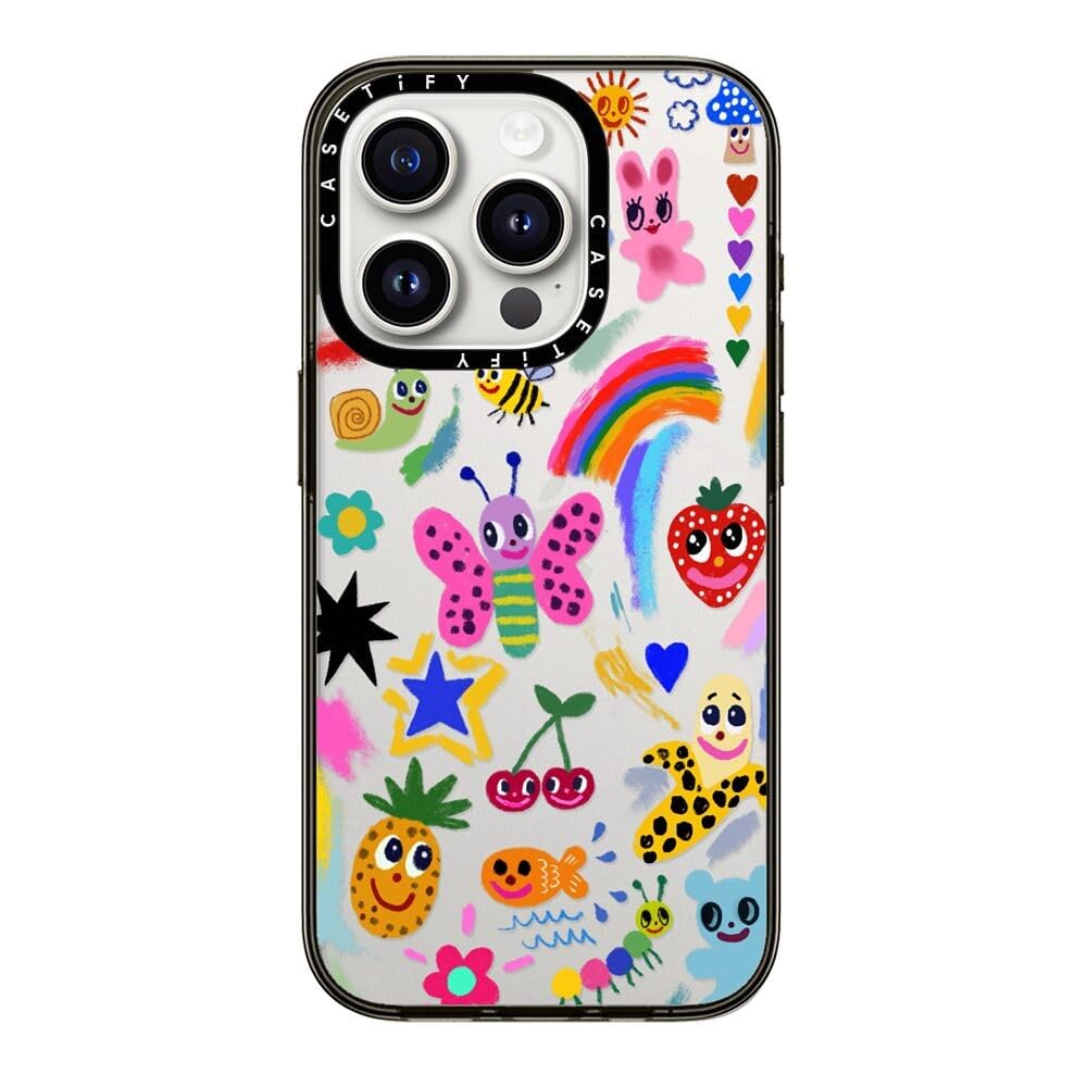 Casetify Compact Iphone 15 Pro Case [2X Military Grade Drop Tested / 4Ft Drop Protection]   Good Vibes   Clear Black