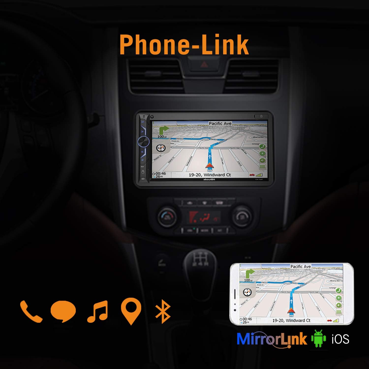 7 Inch Double Din Digital Media Car Stereo Receiver,Aboutbit Bluetooth 5.0 Touch Screen Car Radio Mp5 Player Support Rear/Front