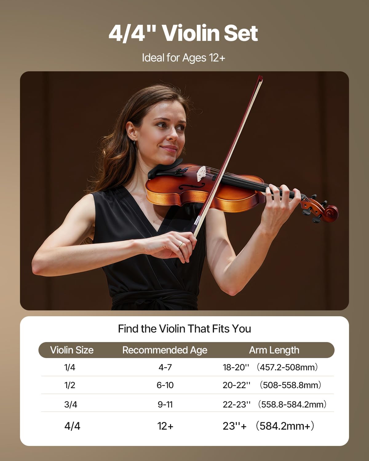 Vevor Violin 4/4 Full Size For Adults, Violin Fiddle Set For Beginners Student With Hard Case, Rosin, Bow, Shoulder Rest,Bridge,