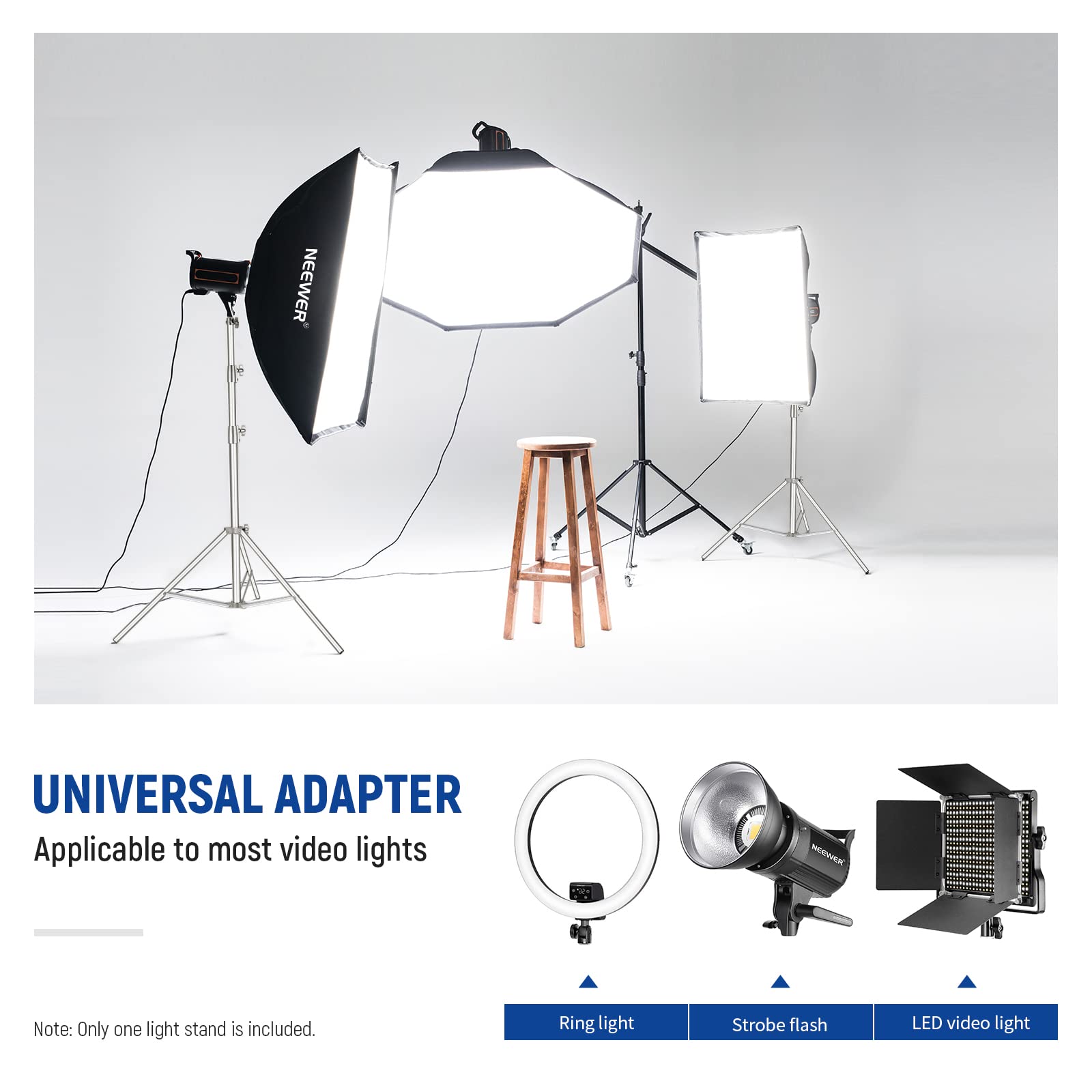 Neewer 9.2Ft/2.8M Stainless Steel Light Stand, Spring Cushioned Heavy Duty Photography Tripod Stand With 1/4    To 3/8    Univer
