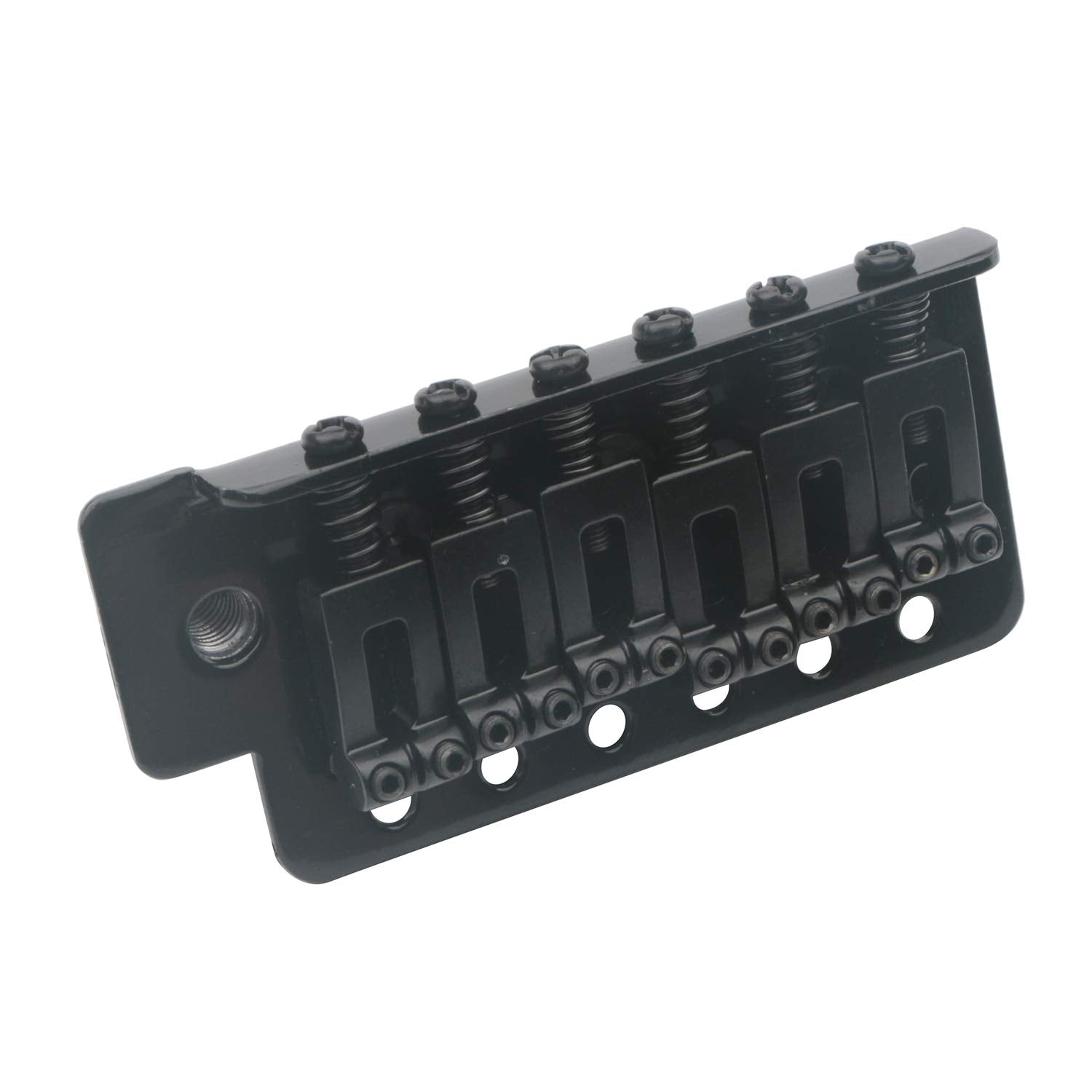 Swhmc Electric Guitar Bridge Tremolo System Set 6 Strings Guitar Tailpiece Replacement With Bar, For Strat(Black)