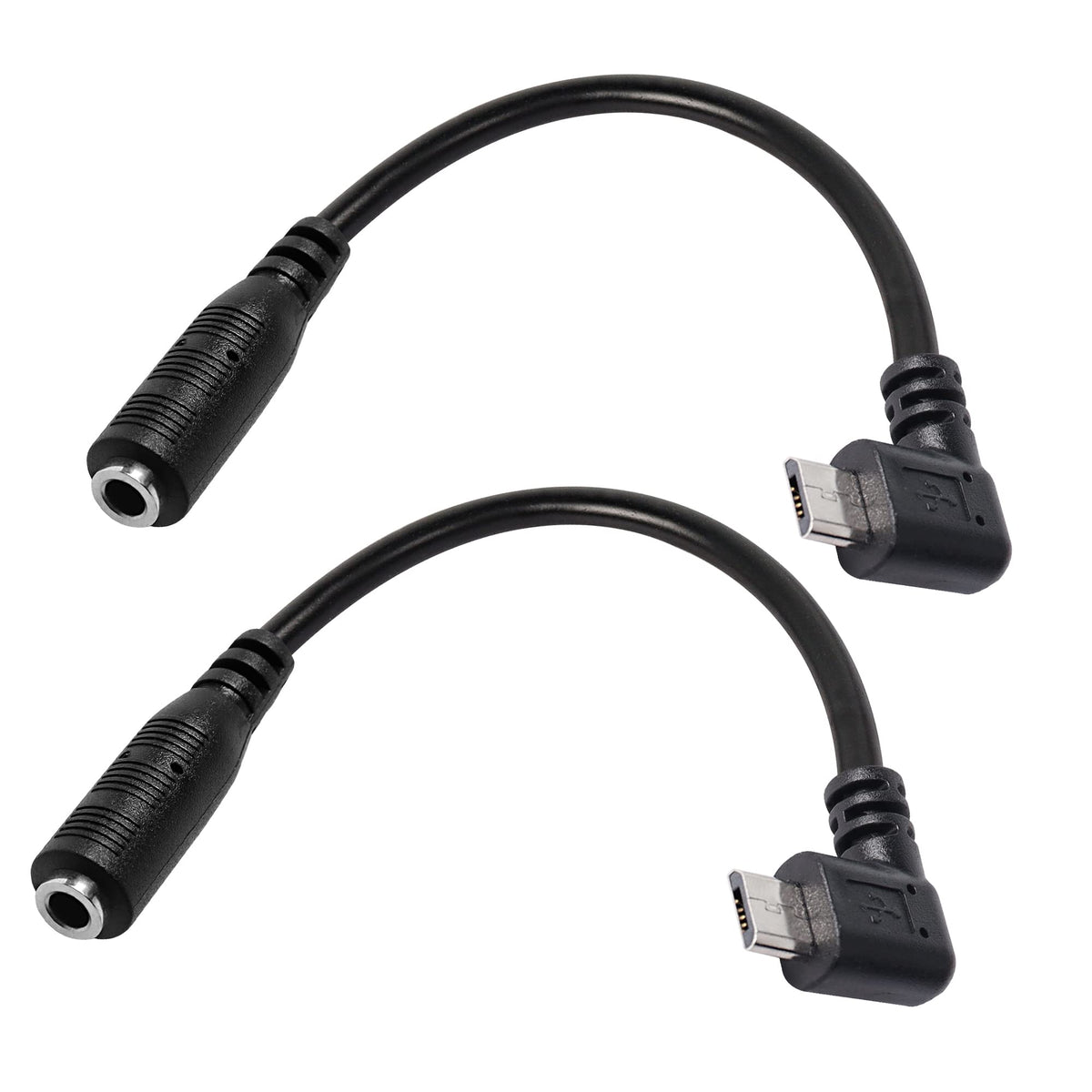 Meiriyfa Micro Usb Male To Aux 3.5Mm Audio Cable Cord, 2 Pack 1/8'' 4 Pole Trrs Female To Micro Usb 5Pin Male Adapter Right Angl