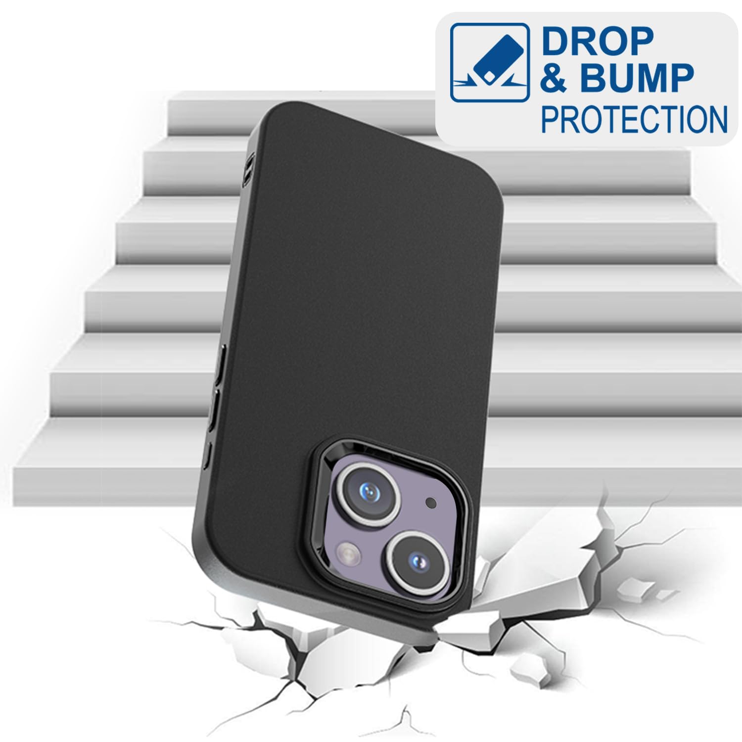 Tenoc Phone Case Compatible With Iphone 15 Plus, Black Case Anti Fingerprint Protective Bumper Matte Cover For 6.7 Inch