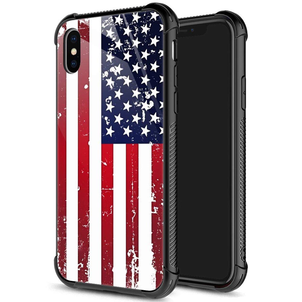 Zhegailian Case Compatible With Iphone Xs,American Flag Case For Iphone X For Boys Men,Pattern Design Anti Scratch Organic Glass