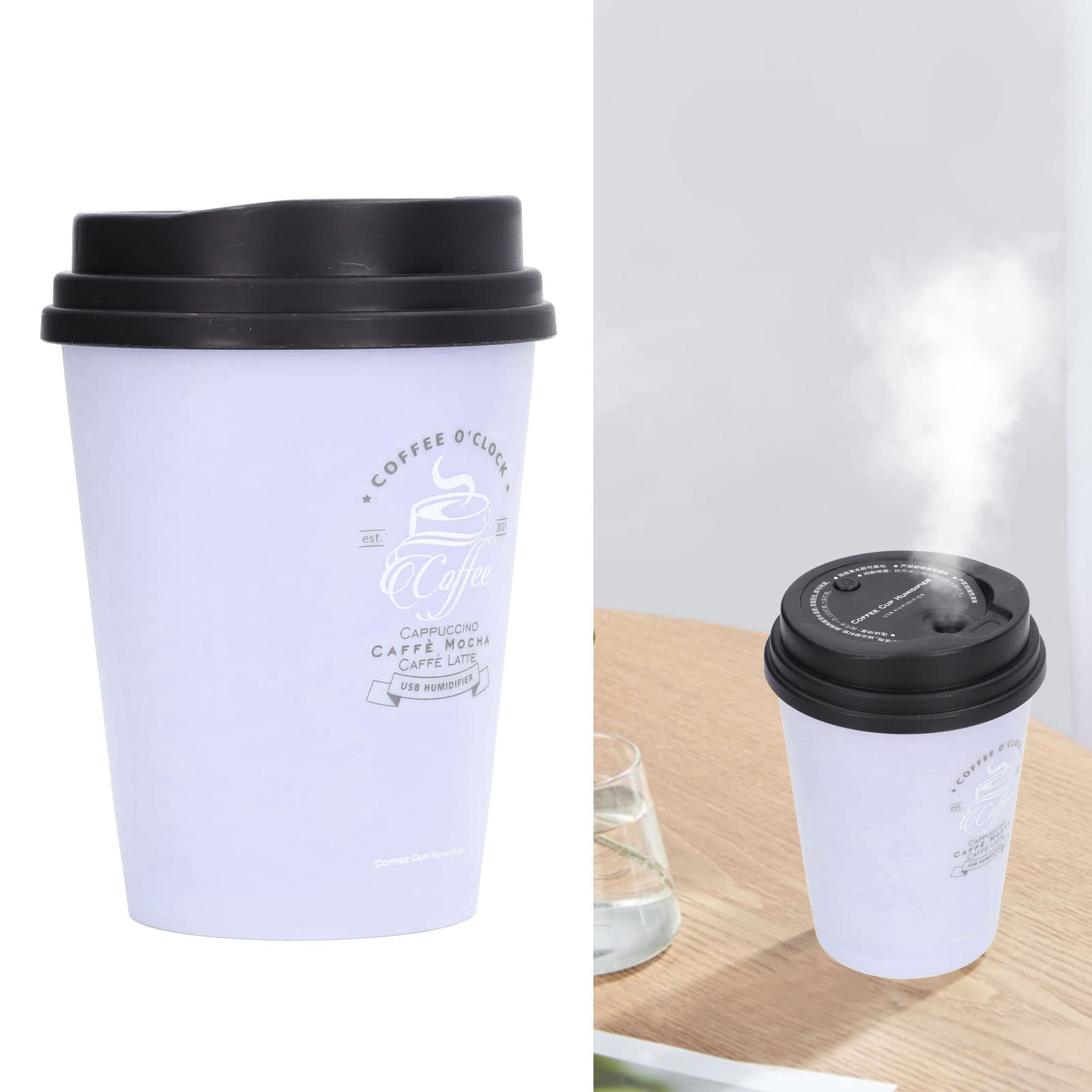 Humidifiers For Bedroom, 300Ml Cool Mist Humidifiers, Usb Mini Cute Coffee Cup Humidifier, Car Humidifier, Purple Desk Humidifie