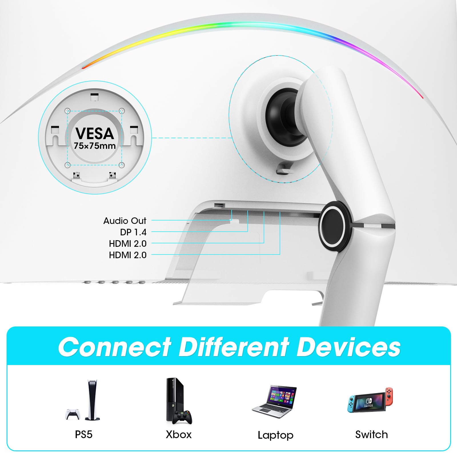 Koorui 27    240Hz Gaming Monitor, Mini Led   Qhd (2560 X 1440), 1Ms, Hdr 1000, 100% Srgb, Height Adjustable, Hdmi/Displayport,