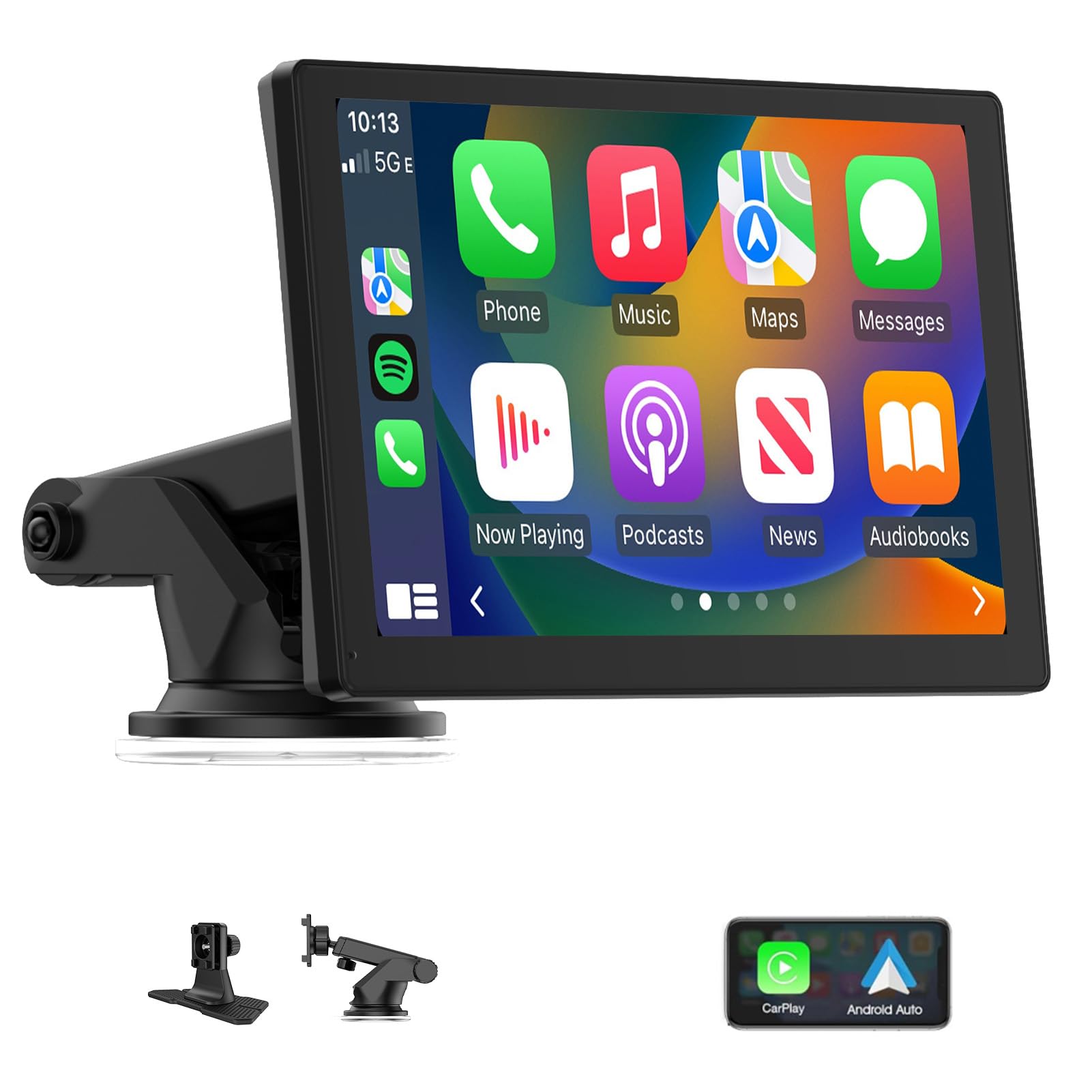 Spedal 9 Inch Wireless Carplay & Android Auto With 1080P Backup Camera, Carplay Screen For Car, Portable Car Stereo Navigation With Mirror Link, Bluetooth, Aux/Fm