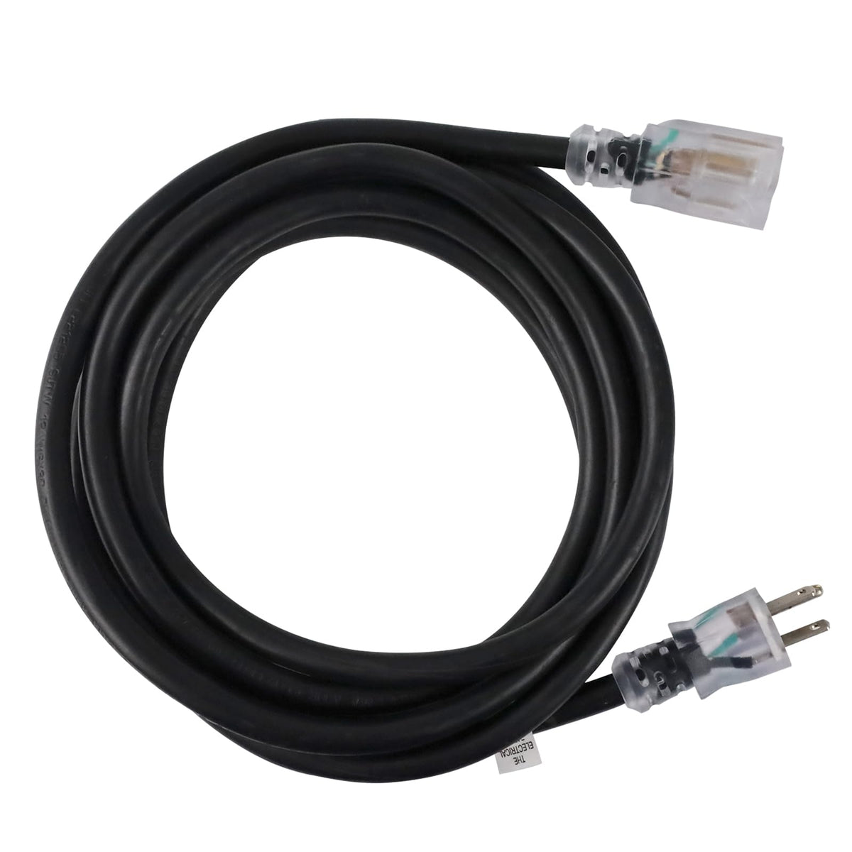 Greatide 25 Ft Lighted Outdoor Extension Cord   10/3 Sjtw Heavy Duty Black Extension Cable With 3 Prong Grounded Plug For Safety