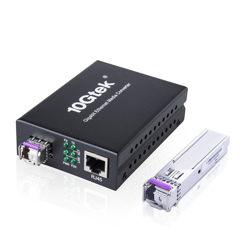 Ipolex A Pair Of Bidi Gigabit Single Mode Lc Fiber To Ethernet Media Converter, With Bidi Sfp Lx Module, 1310Nm/1550Nm, Smf, Up