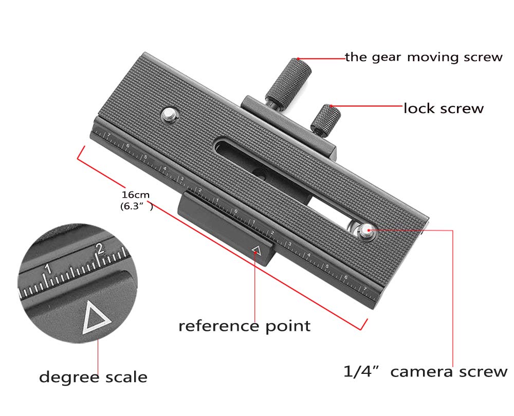 Exmax 16Cm 2 Way Macro Shot Focusing Focus Rail Slider/Close Up Shooting 1/4 Quick Screw Release Mount Camera Flash Support Plat