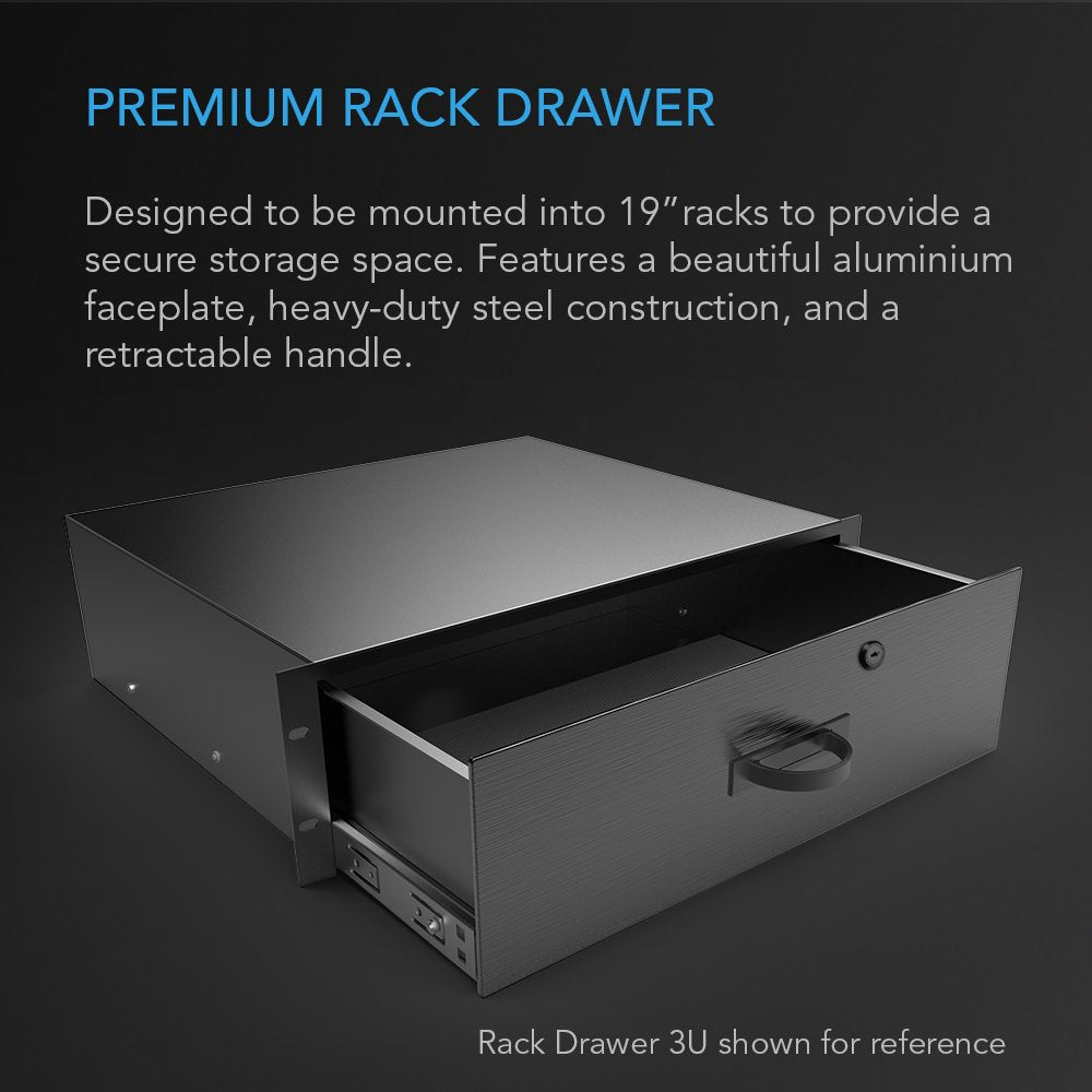 Ac Infinity Rack Mount Drawer 2U With Aluminum Faceplate, With Lock And Key, For 19    Equipment Server Av Dj Cabinets Racks