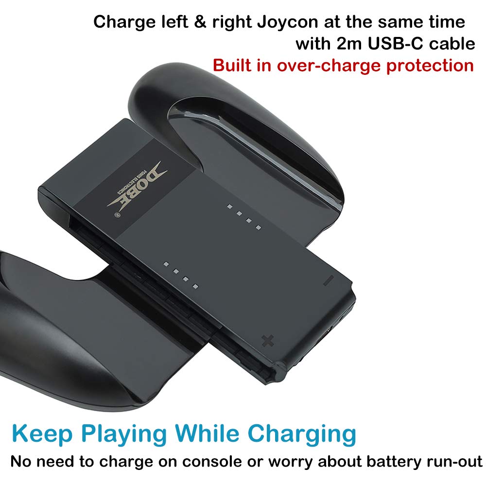 Kinvoca Charging Grip, Ergo Comfort Grip For Nintendo Switch Controllers, Portable Charger Dock With 79In Usb-C Cable And Batter