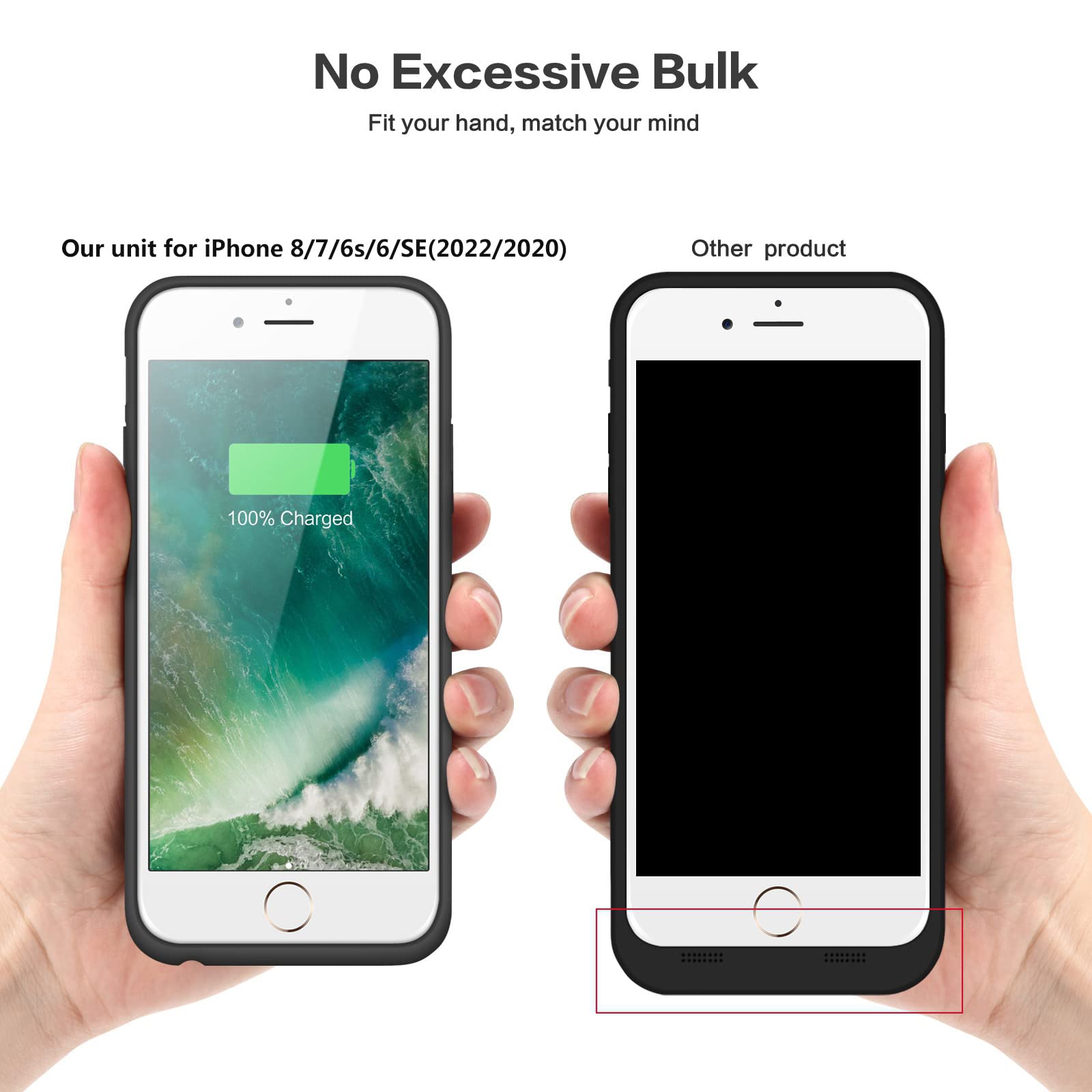 Pxwaxpy Battery Case For Iphone 8/7/6S/6/Se(2022/2020), 6000Mah Rechargeable Charging Case For Iphone 8/7 Portable Battery Pack