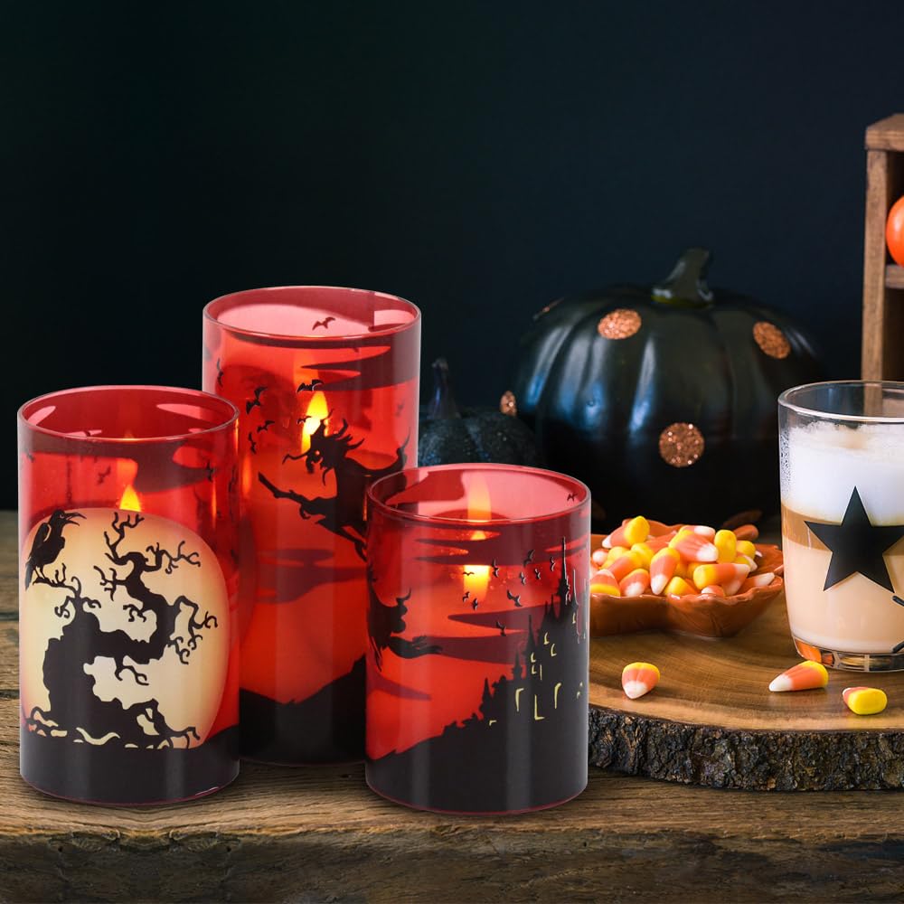 Dromance Witch Glass Flameless Candles With Remote And Timer, Battery Operated Realistic 3D Wick Flickering Real Wax Led Candles
