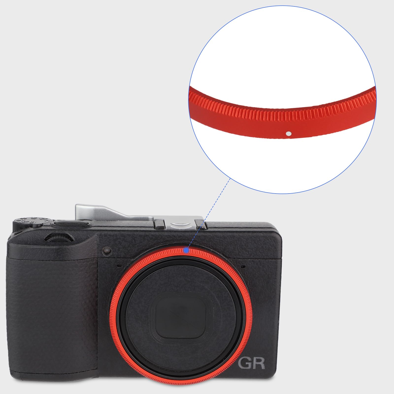 Haoge Rrc Gr3Xr Red Metal Decorate Ring Cap For Ricoh Gr3X/Griiix Camera Replaces Gn 2