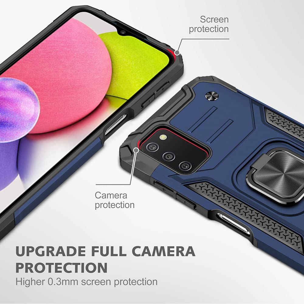 Hnhygete Samsung Galaxy A03S Case, Samsung A03S Case, With Hd Screen Protector, 360   Military Grade Rotatable Kickstand (Heavy