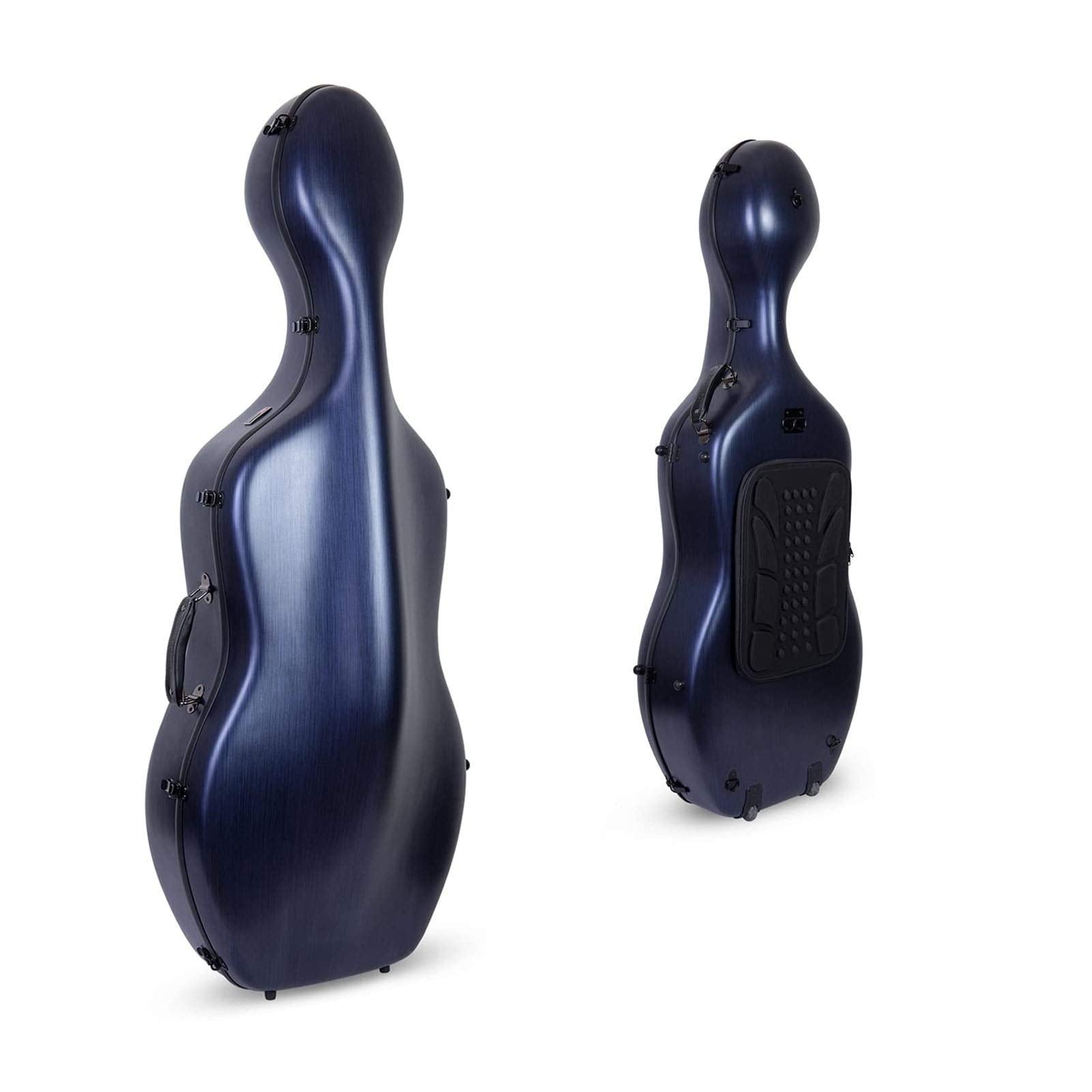 Crossrock Poly Carbon Cello Case for 4/4 Full-Size | Matte Blue Finish, Wheels, Lightweight & Durable - Best for School Orchestr