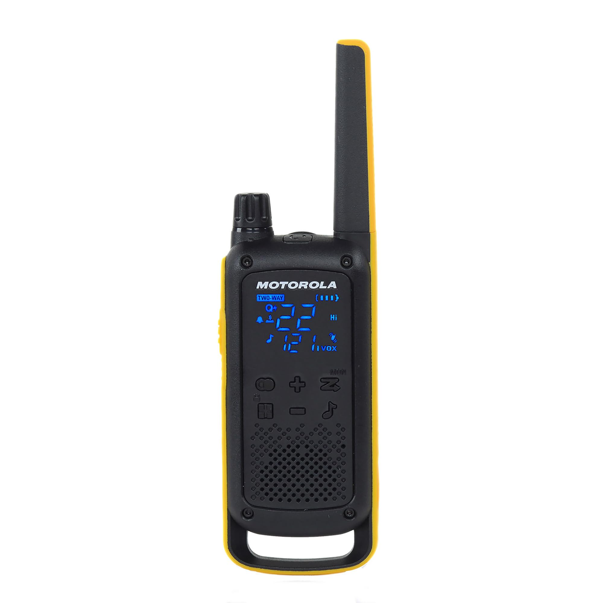Motorola Solutions, Portable Frs, T475, Talkabout, Two Way Radios, Emergency Preparedness, Rechargeable, 22 Channel, 35 Mile, Black W/Yellow, 2 Pack