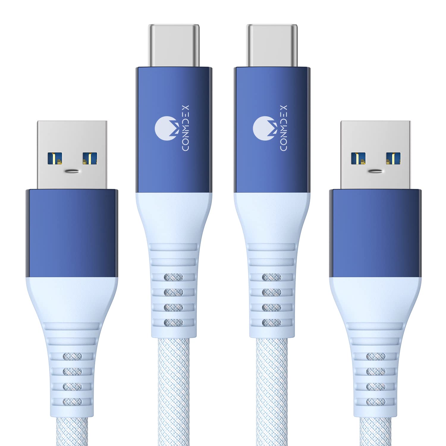 Conmdex Usb C Cable [3Ft, 2 Pack] 10Gbps Usb 3.1 Gen 2 Usb A To Usb C Data Transfer Cord, 3A Fast Charging Android Auto Carplay Type C Cable For Iphone 16 15 Plus Pro Max Samsung Galaxy S23, Blue