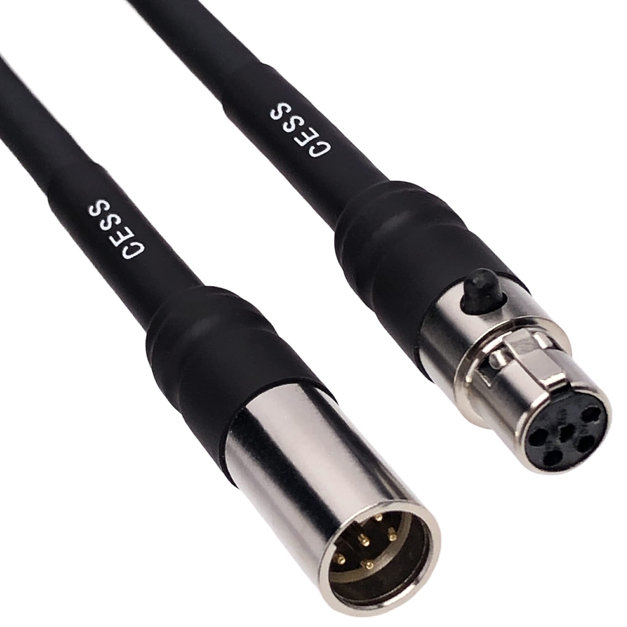Cess 199 Mini Xlr 5 Pin Female To Male Extension Cable, 6 Inches, Metal Shell With Heat Shrink Tubing Reinforcement For Long Ter