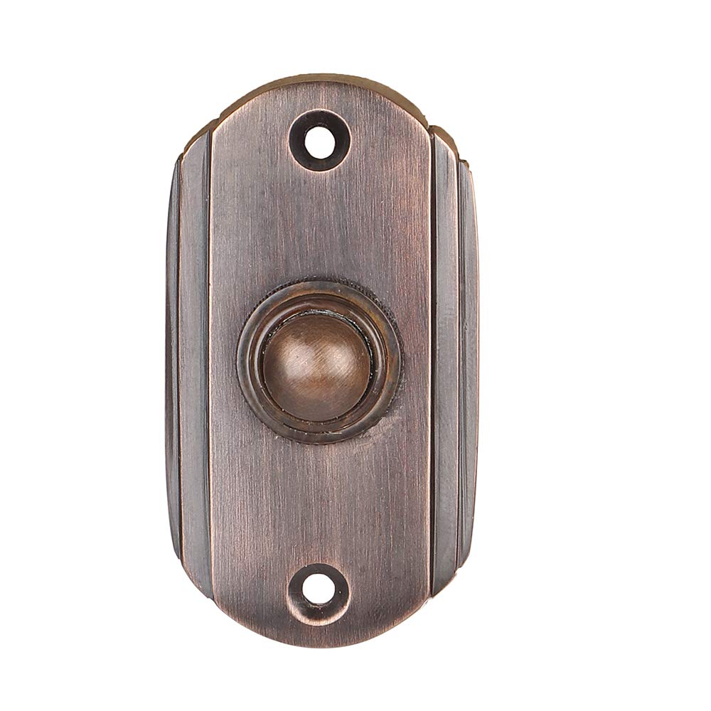 Wired Brass Doorbell Chime Push Button In Oil Rubbed Bronze Finish Vintage Decorative Door Bell With Easy Installation, 2 1/2''