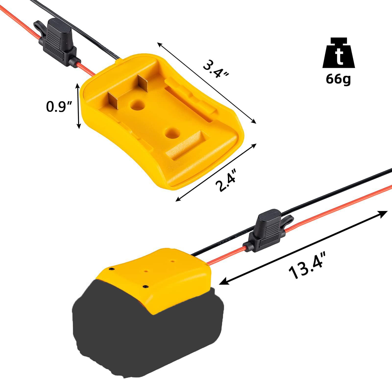Power Wheel Adapter Compatible For Dewalt 20V Battery With Fuse & Wire Terminals, Fit For Dewalt 20V Dcb205 Dcb206 Dcb200;Power