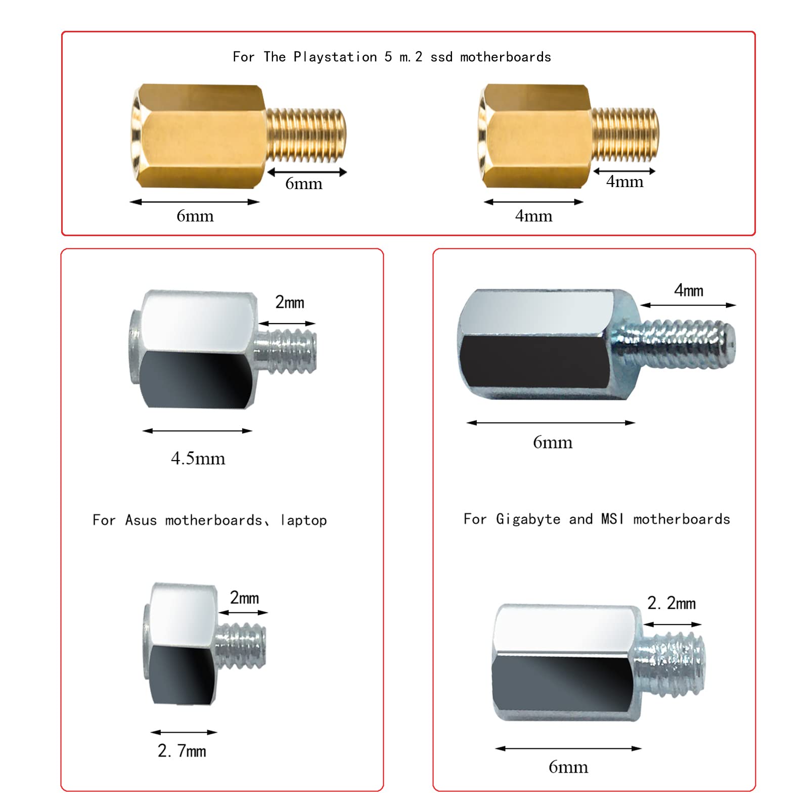 Nvme M.2 Mounting Screws Kit For Asus Gigabyte Asrock Msi Ps5 Motherboards(36Pcs)