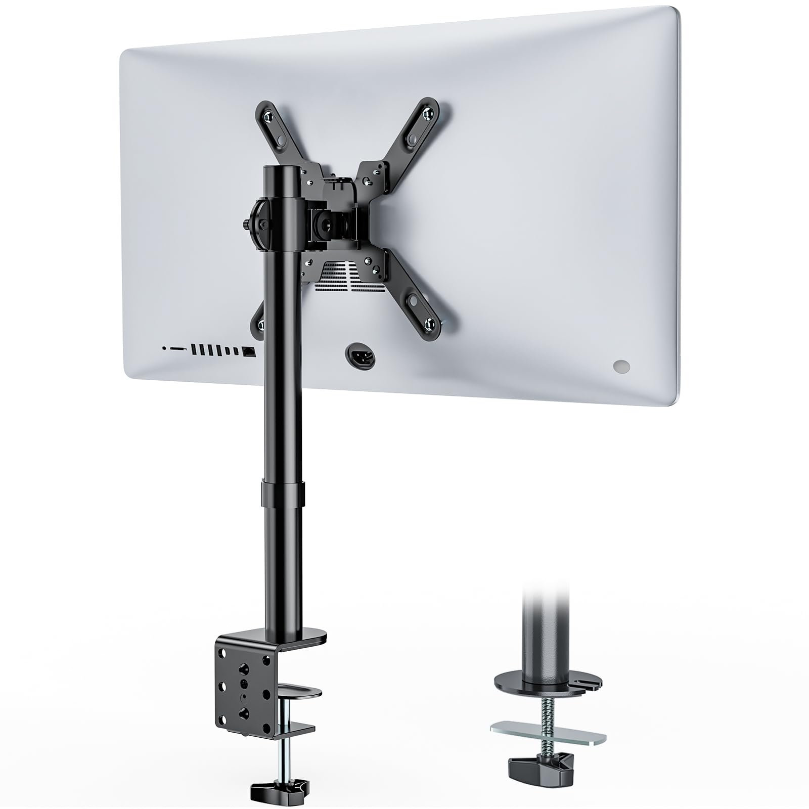 WALI Single Monitor Mount for 1 Computer Screen up to 42 inch, Fully Adjustable Monitor Arm Holds up to 22 lbs, Mounting Holes up to 200x200mm (M001SXL), Black