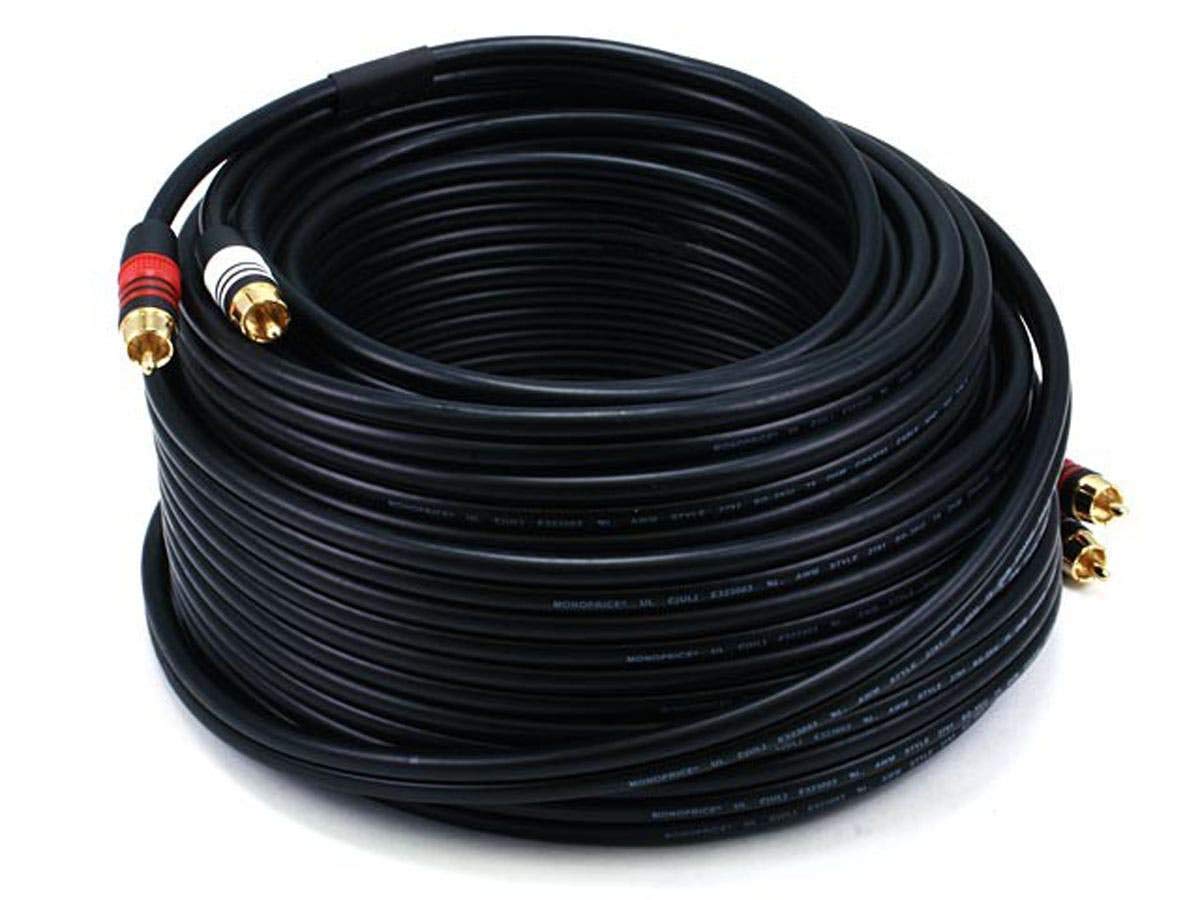 Monoprice Premium Rca Cable   75 Feet   Black | 2 Rca Plug To 2 Rca Plug, Male To Male, 22Awg