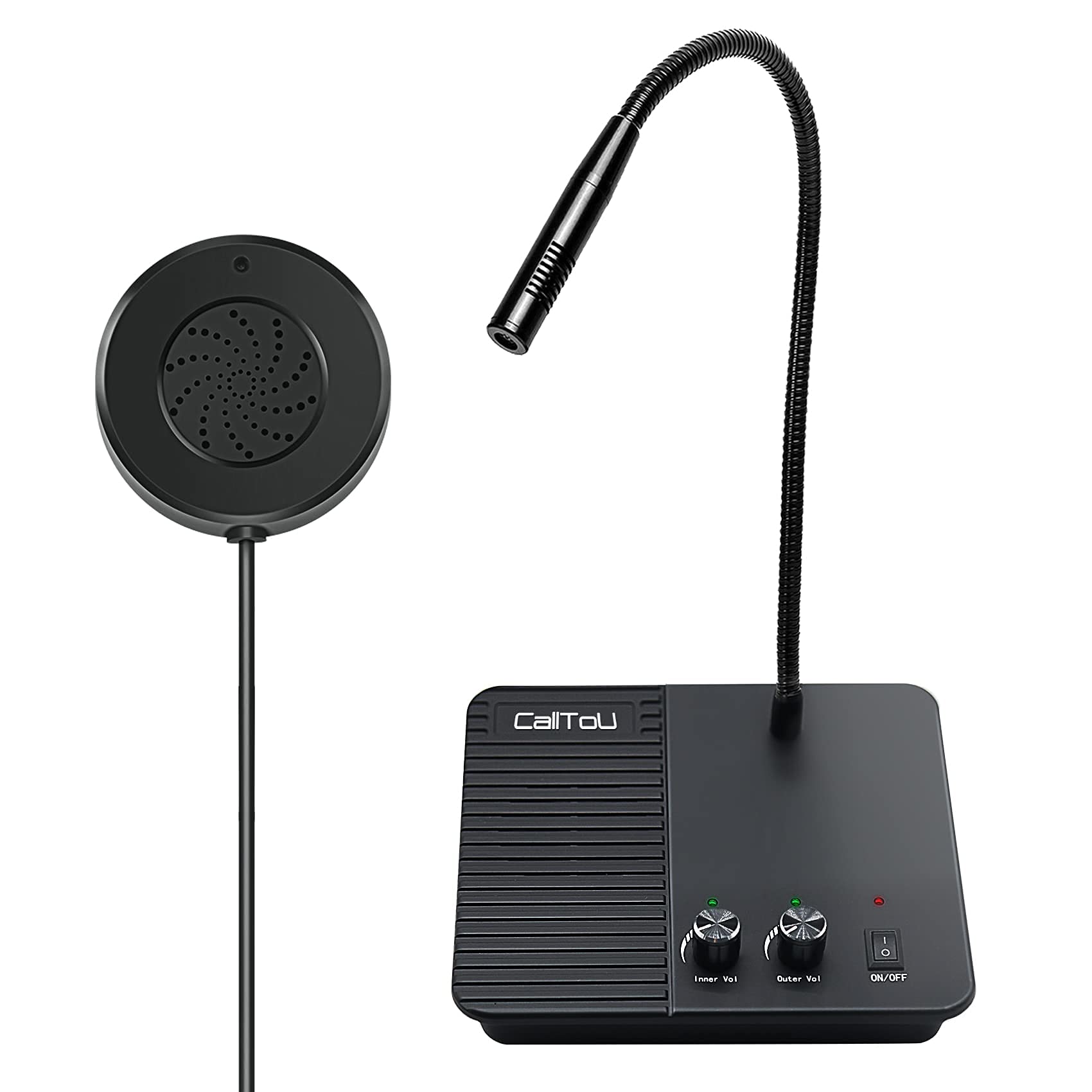 Calltou Window Speaker Intercom System Intercoms 2 Way Anti Interference Intercommunication Microphone Counter Intercoms For Business, Bank, Office, Hospital, Store, Station, School, Counter, Home