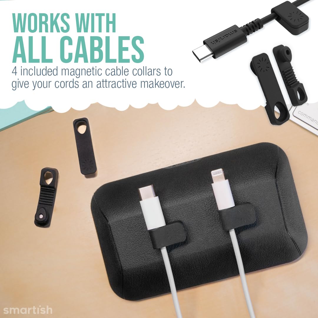 Smartish Magnetic Cord Holder   Bigger Cable Wrangler Organizer With Magnet Clips For Charger Management On Desktop, Nightstand,