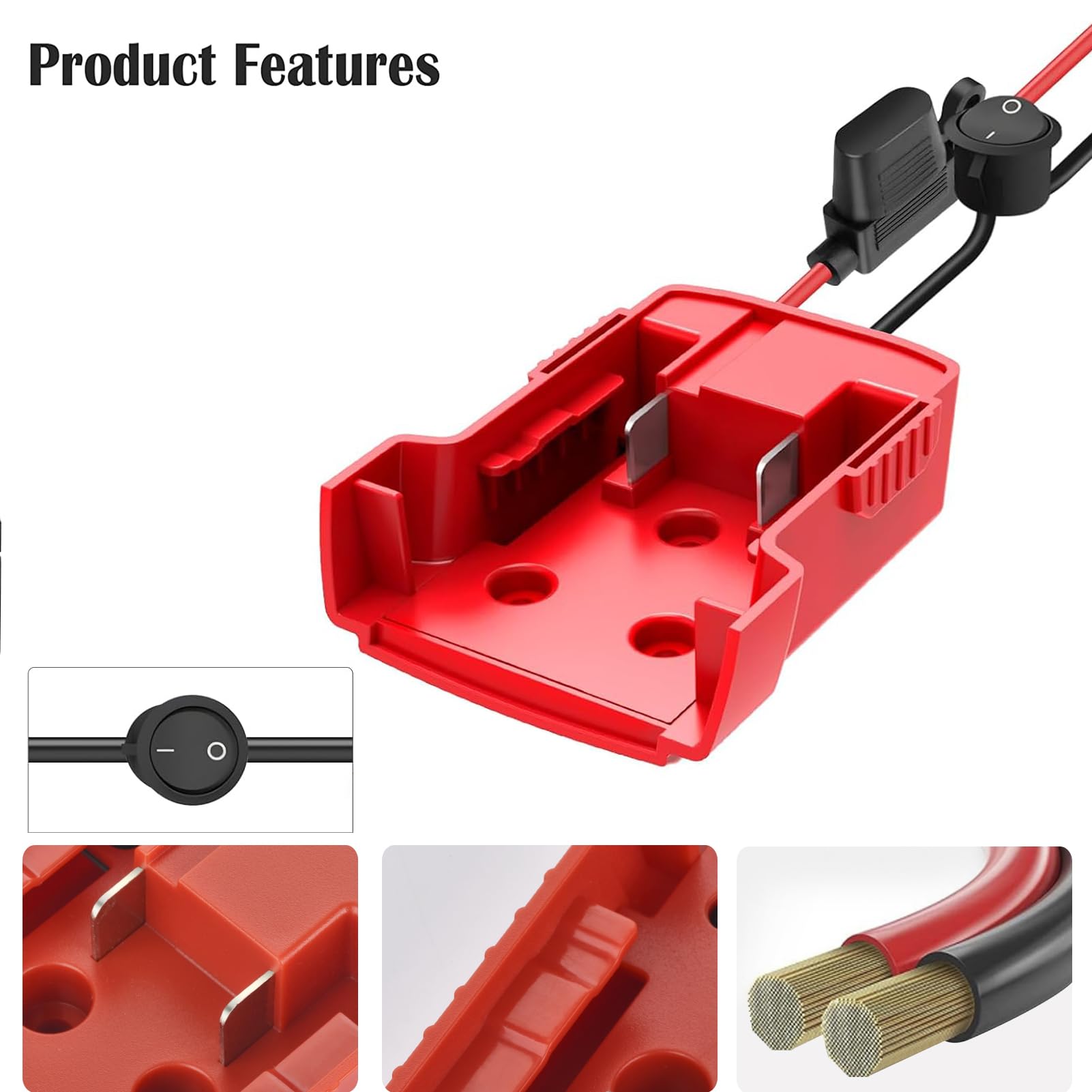2 Pack Power Adapter Wheel Compatible With Milwaukee M18,18V Power Battery Wheel Conversion Kit With Switch, Fuse & Wire Termina