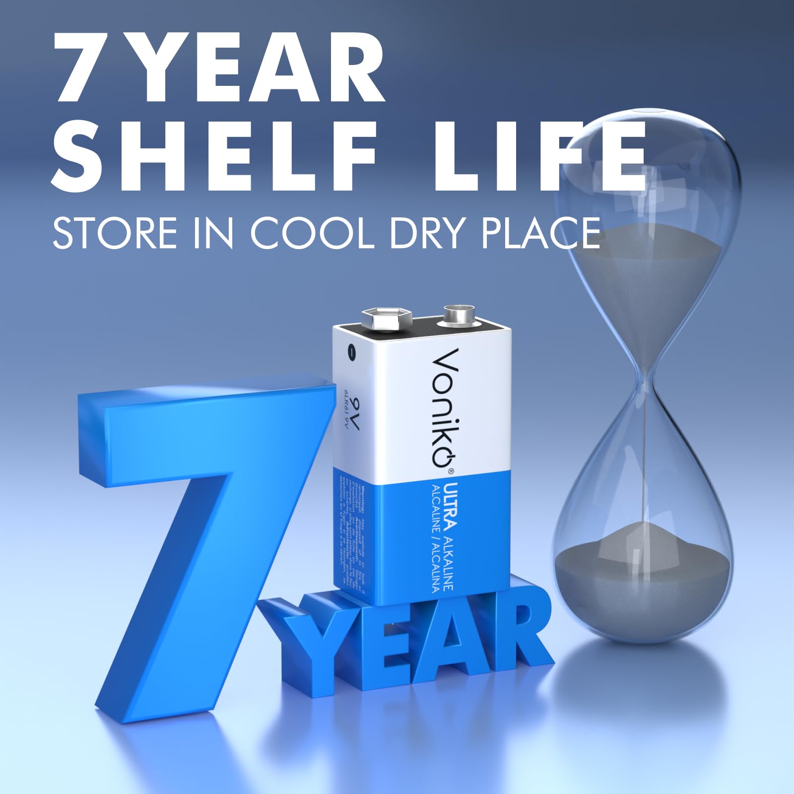 Voniko 9V Batteries   Alkaline 9V Battery 8 Pack   Ultra Long Lasting With A 7   Year Shelf Life