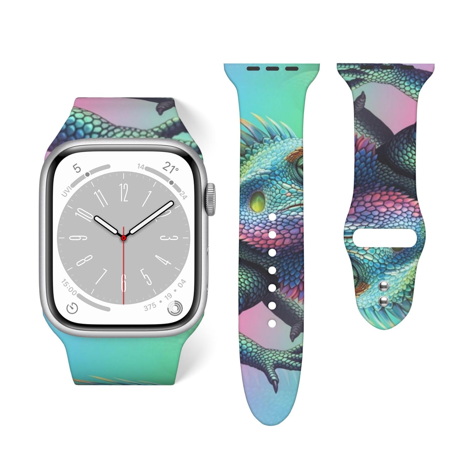 Replacement Band Compatible with Apple Watch, Silicone Wristband for Series 10 9 8 7 6 5 4 3 2 1 Bearded Dragon