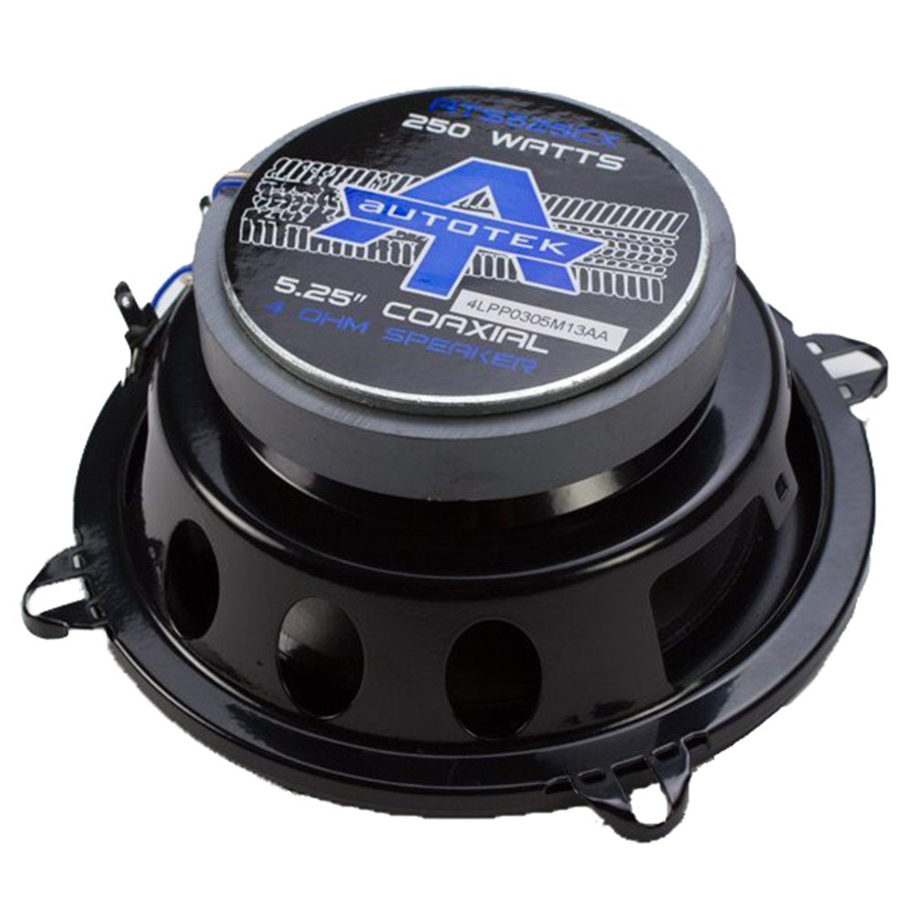 Autotek Ats525Cx 5.25 Inch Coaxial Speakers (Black And Blue, Pair)   250 Watt Max, 2 Way, Voice Coil, Neo Mylar Soft Dome Tweete